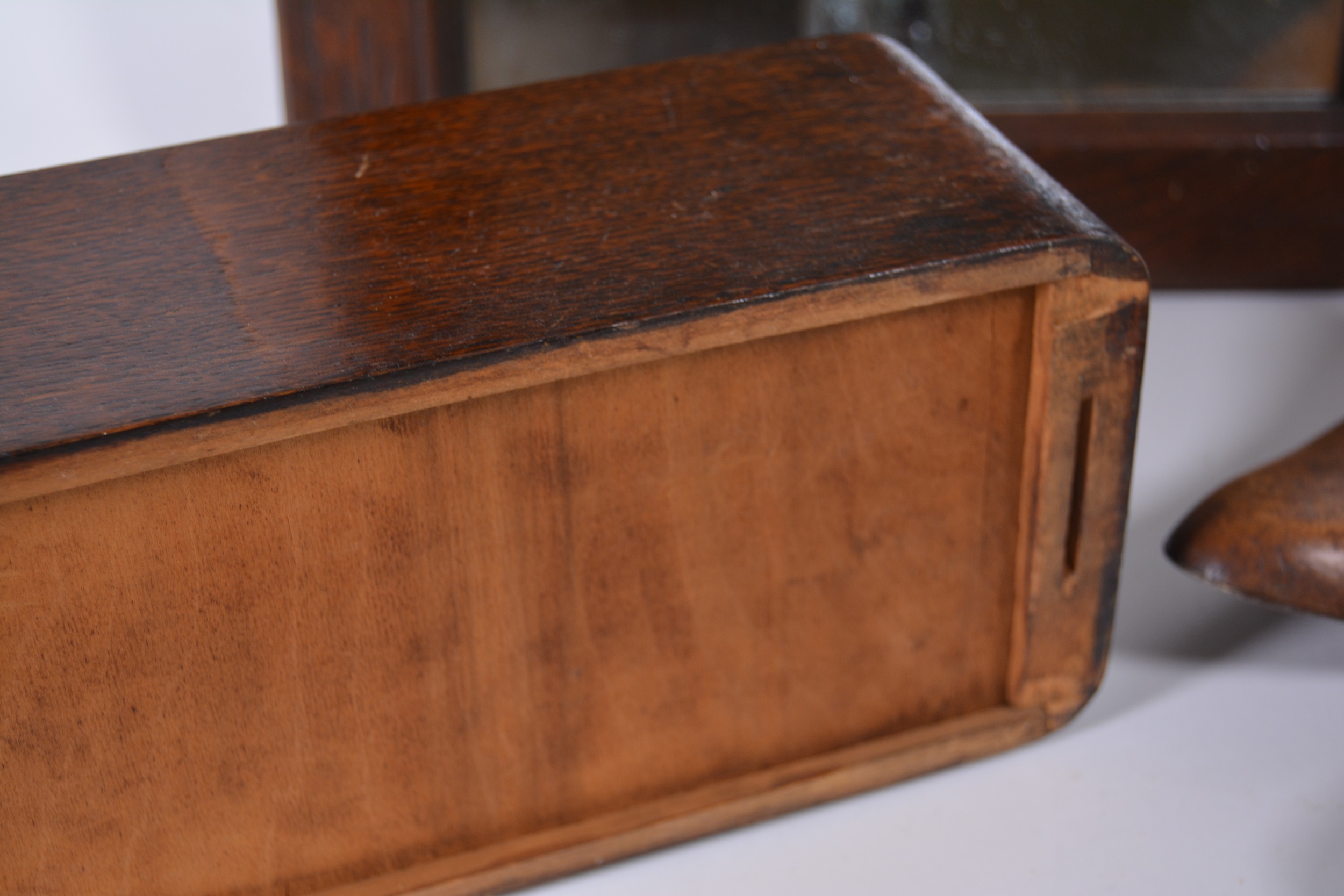 Eastlake Style Wood Mirror, Vintage Shoe Forms and Wood Box