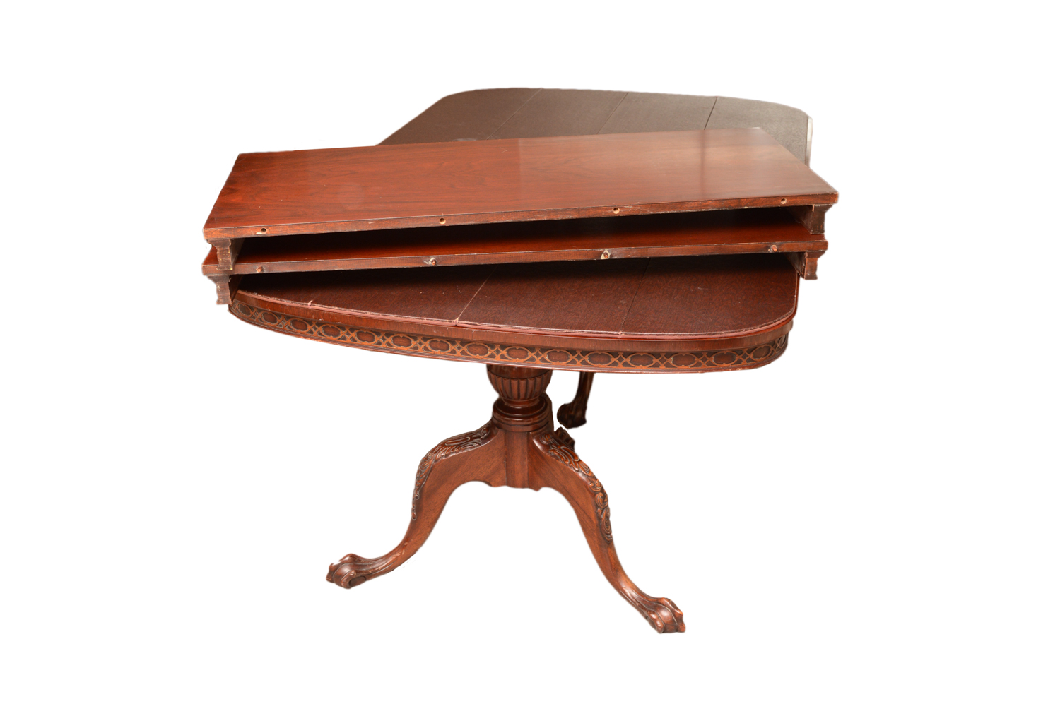 Vintage Chinese Chippendale Style Mahogany Extension Dining Table