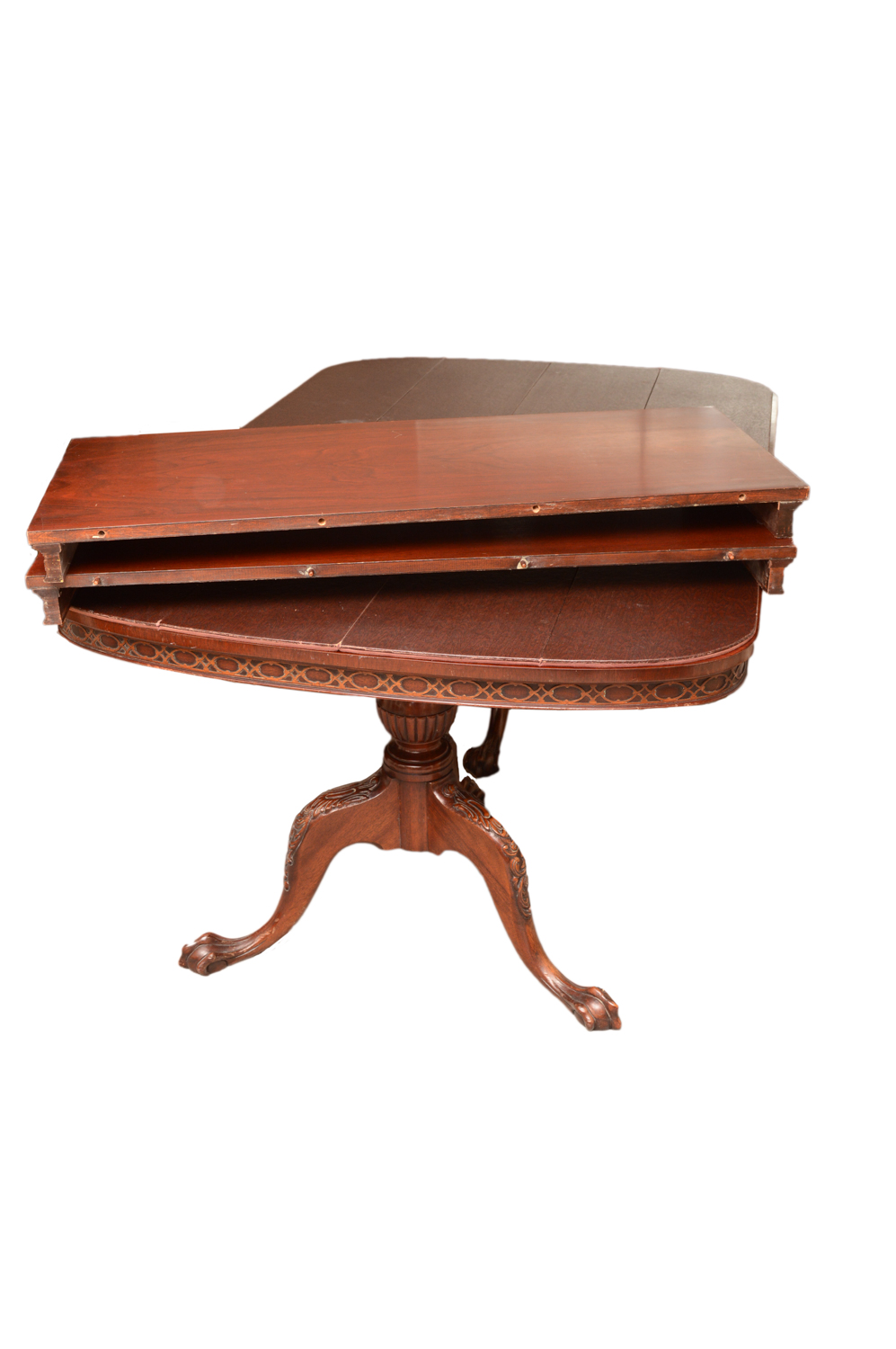 Vintage Chinese Chippendale Style Mahogany Extension Dining Table