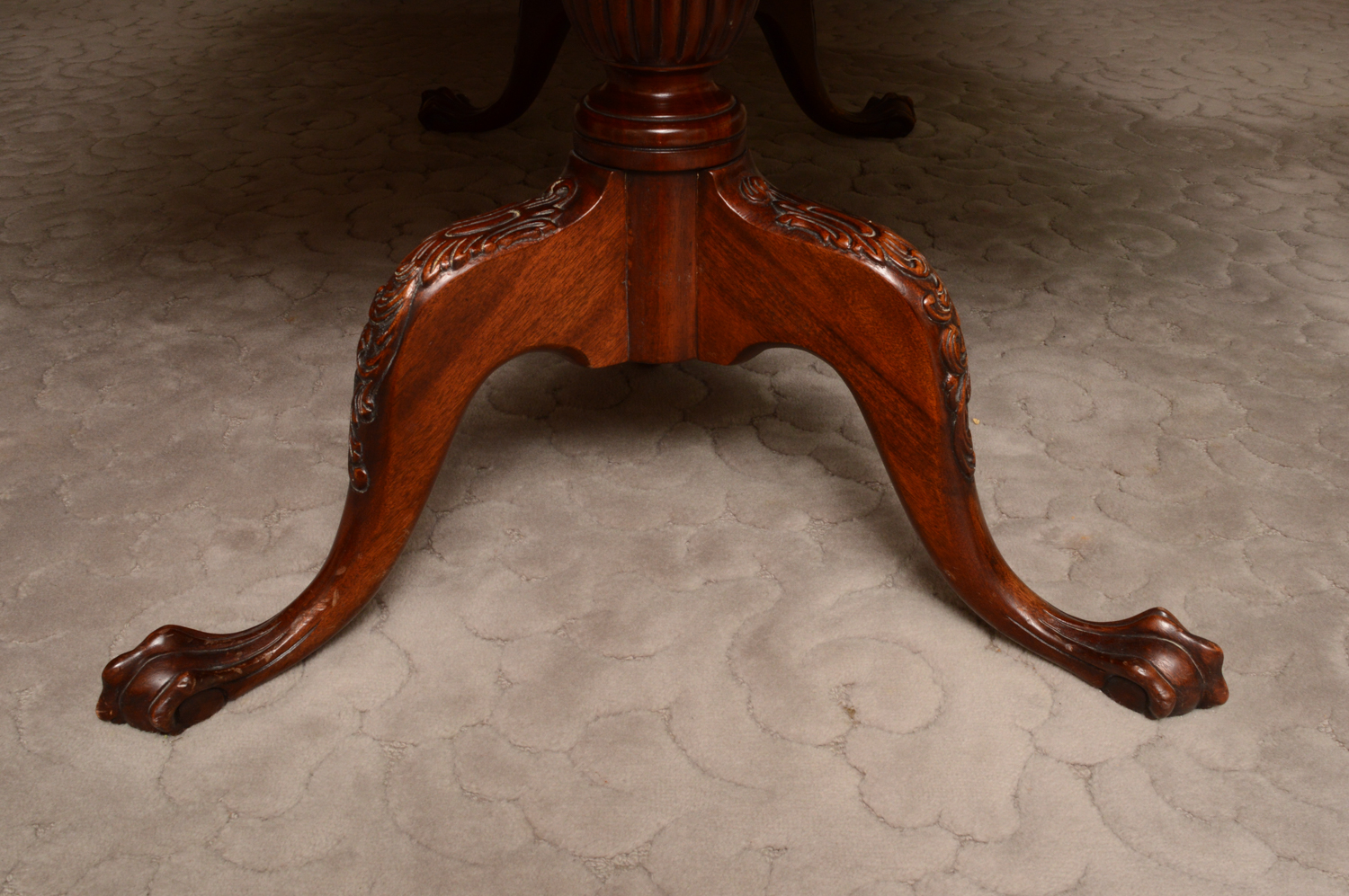 Vintage Chinese Chippendale Style Mahogany Extension Dining Table