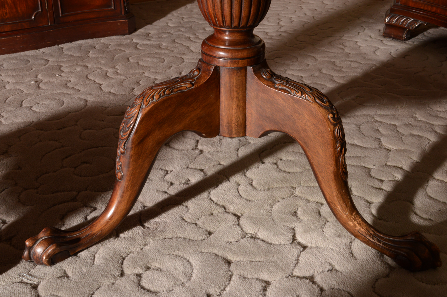 Vintage Chinese Chippendale Style Mahogany Extension Dining Table