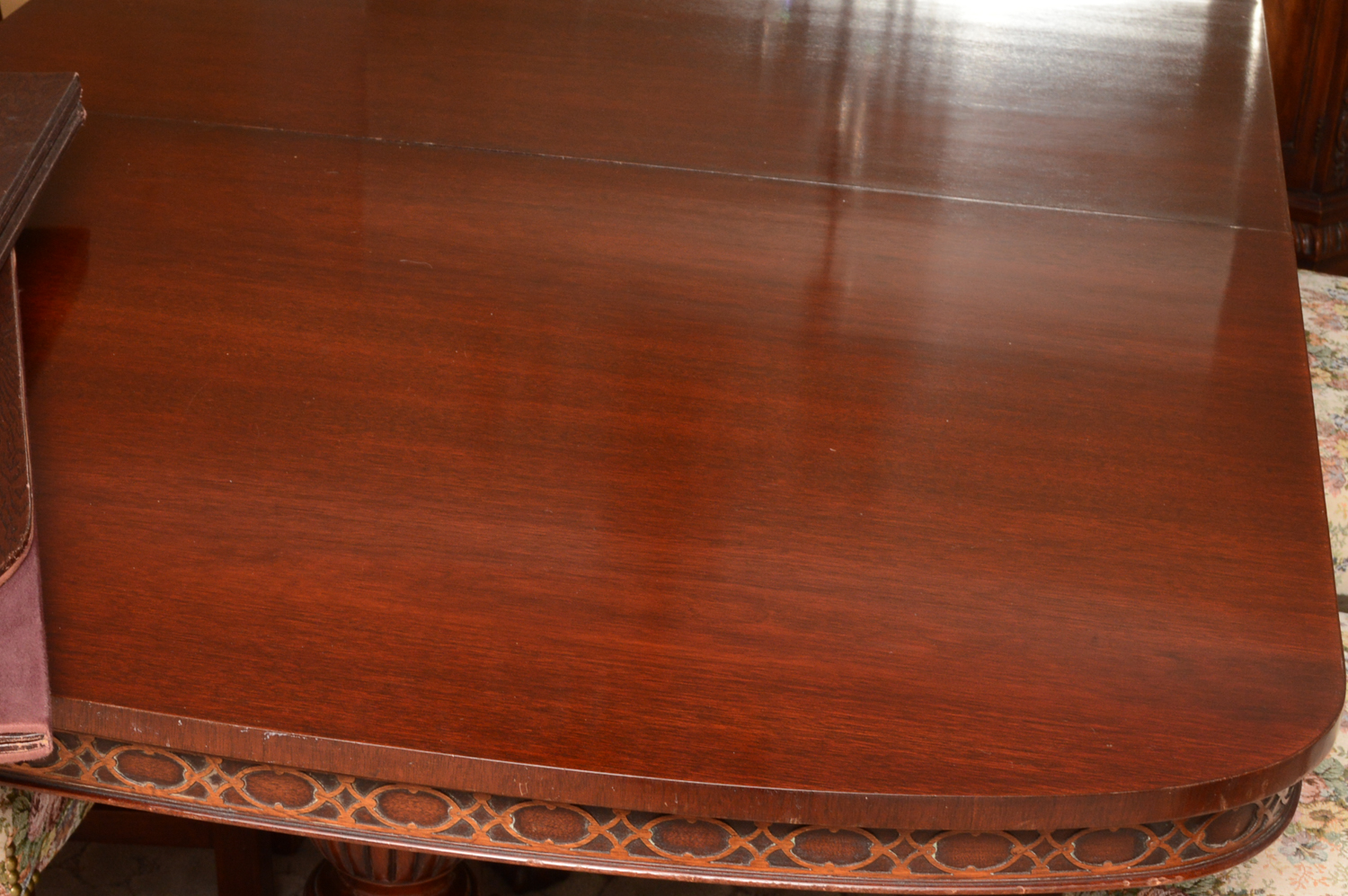 Vintage Chinese Chippendale Style Mahogany Extension Dining Table