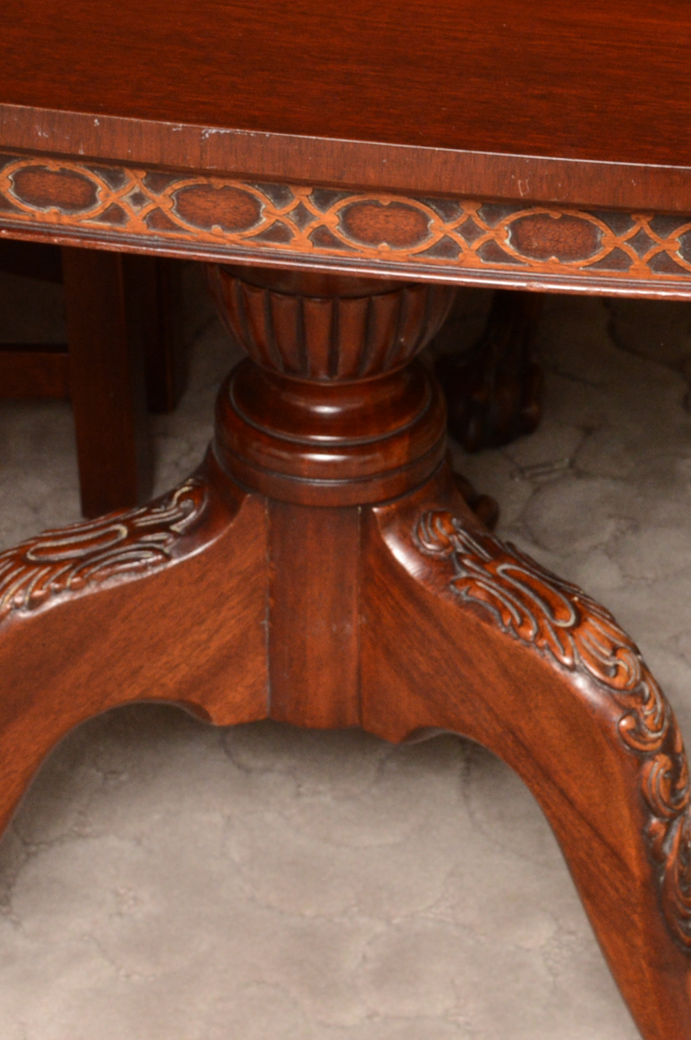 Vintage Chinese Chippendale Style Mahogany Extension Dining Table