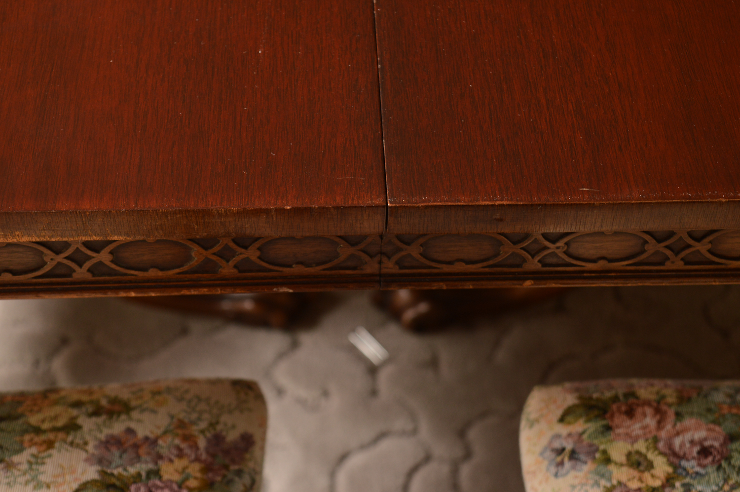 Vintage Chinese Chippendale Style Mahogany Extension Dining Table