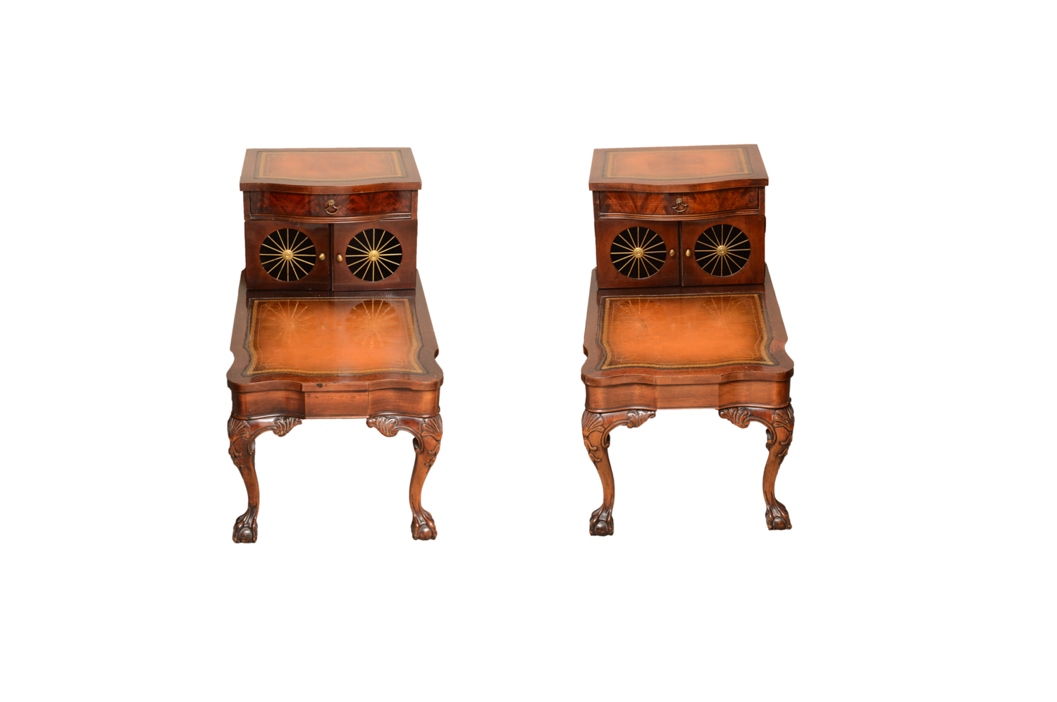 Vintage Regency Style Mahogany Step Back End Tables