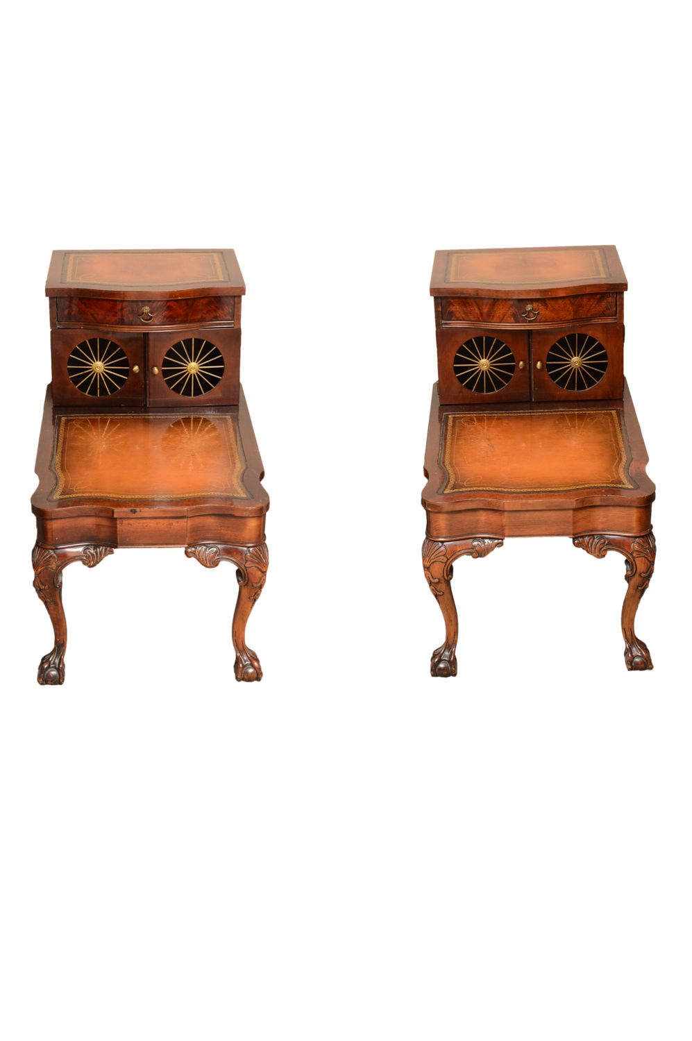 Vintage Regency Style Mahogany Step Back End Tables