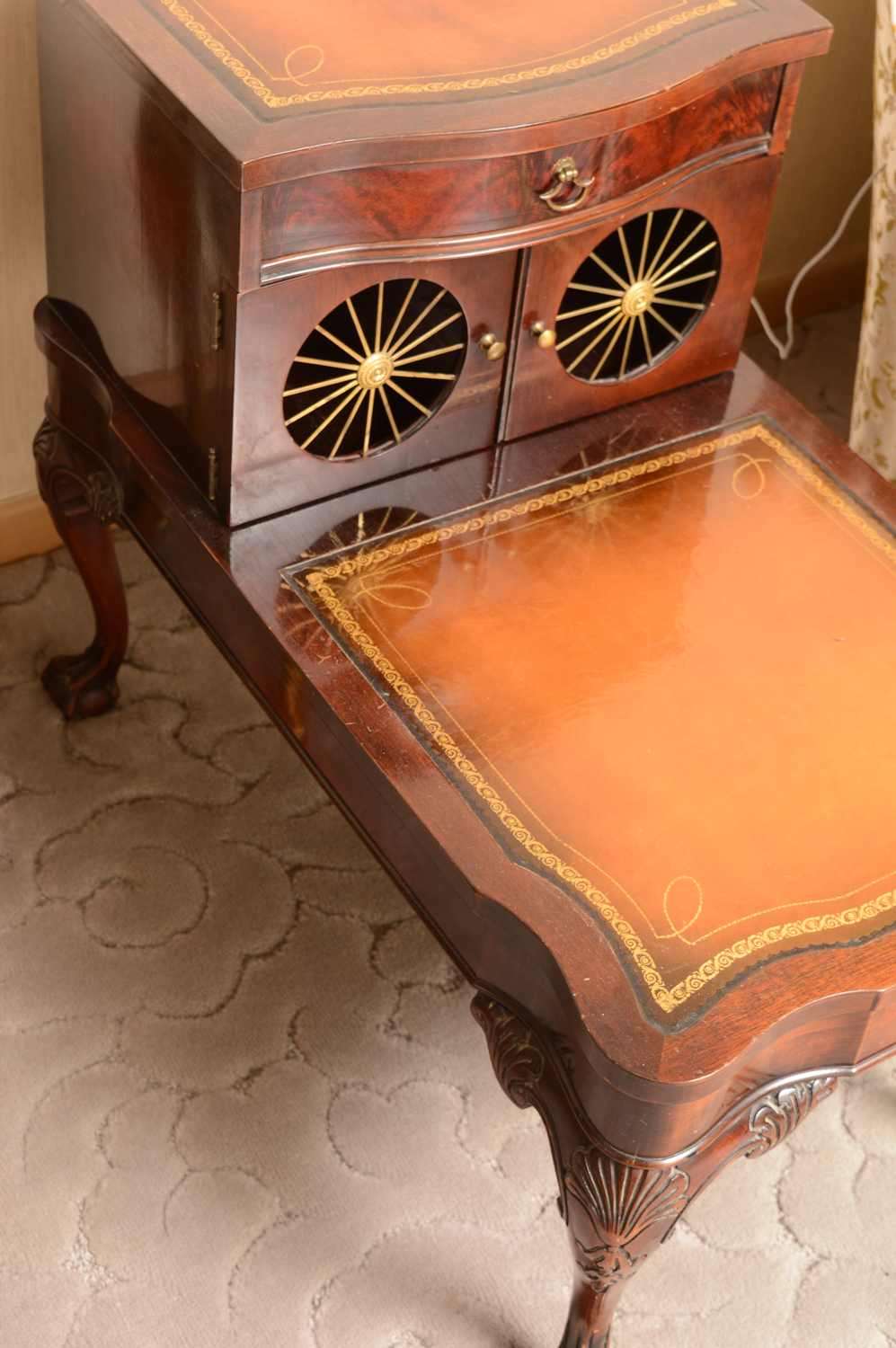 Vintage Regency Style Mahogany Step Back End Tables