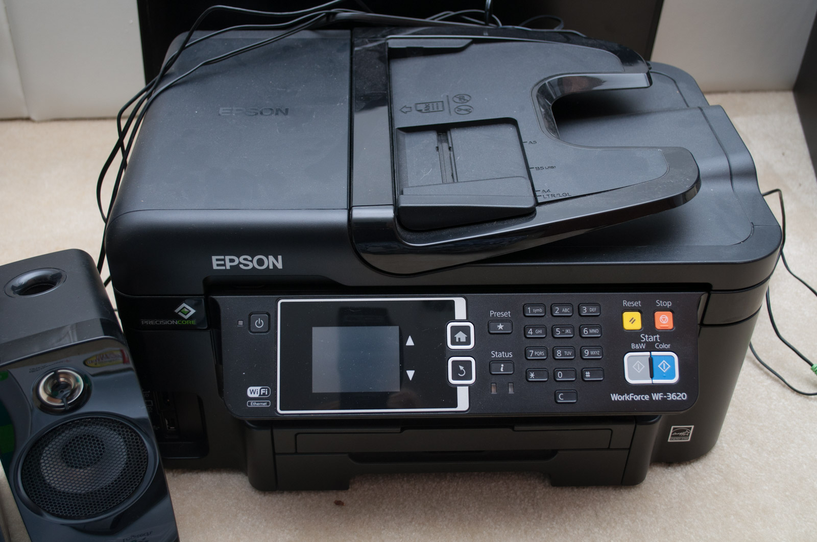 ASUS 24" Monitor with Epson PrecisionCore Workforce WF-3620 and Speakers