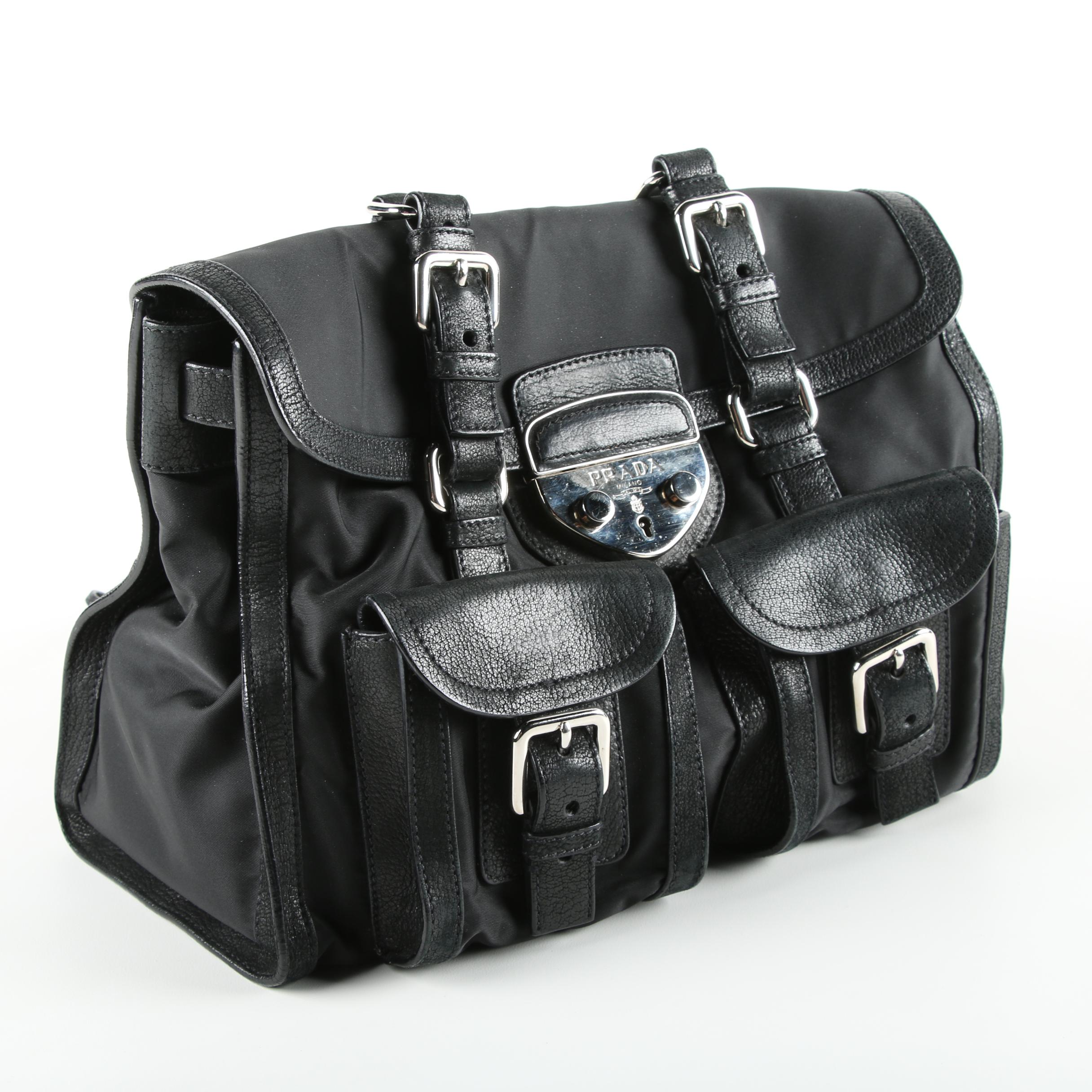 Prada Leather Trimmed Tessuto Bag