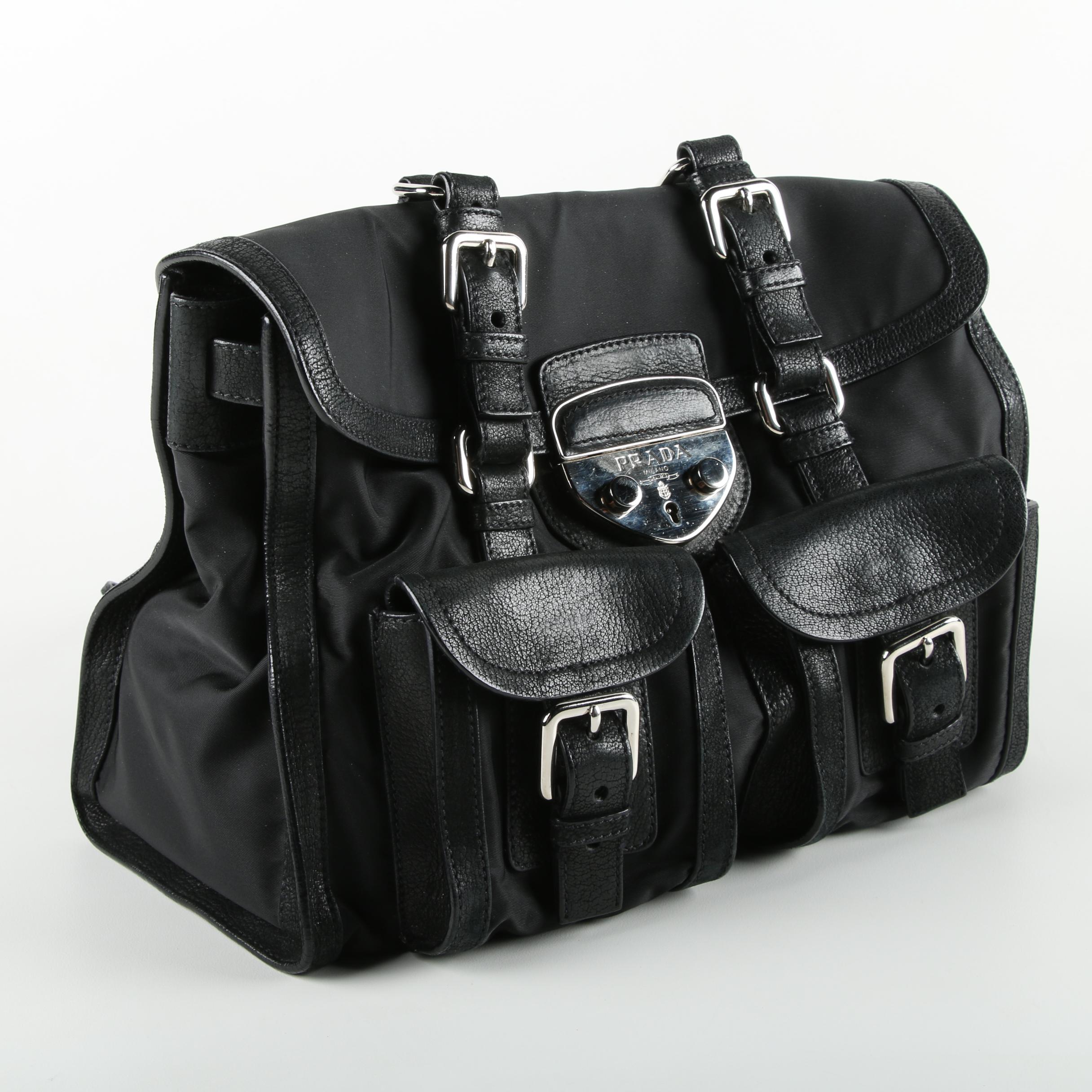 Prada Leather Trimmed Tessuto Bag