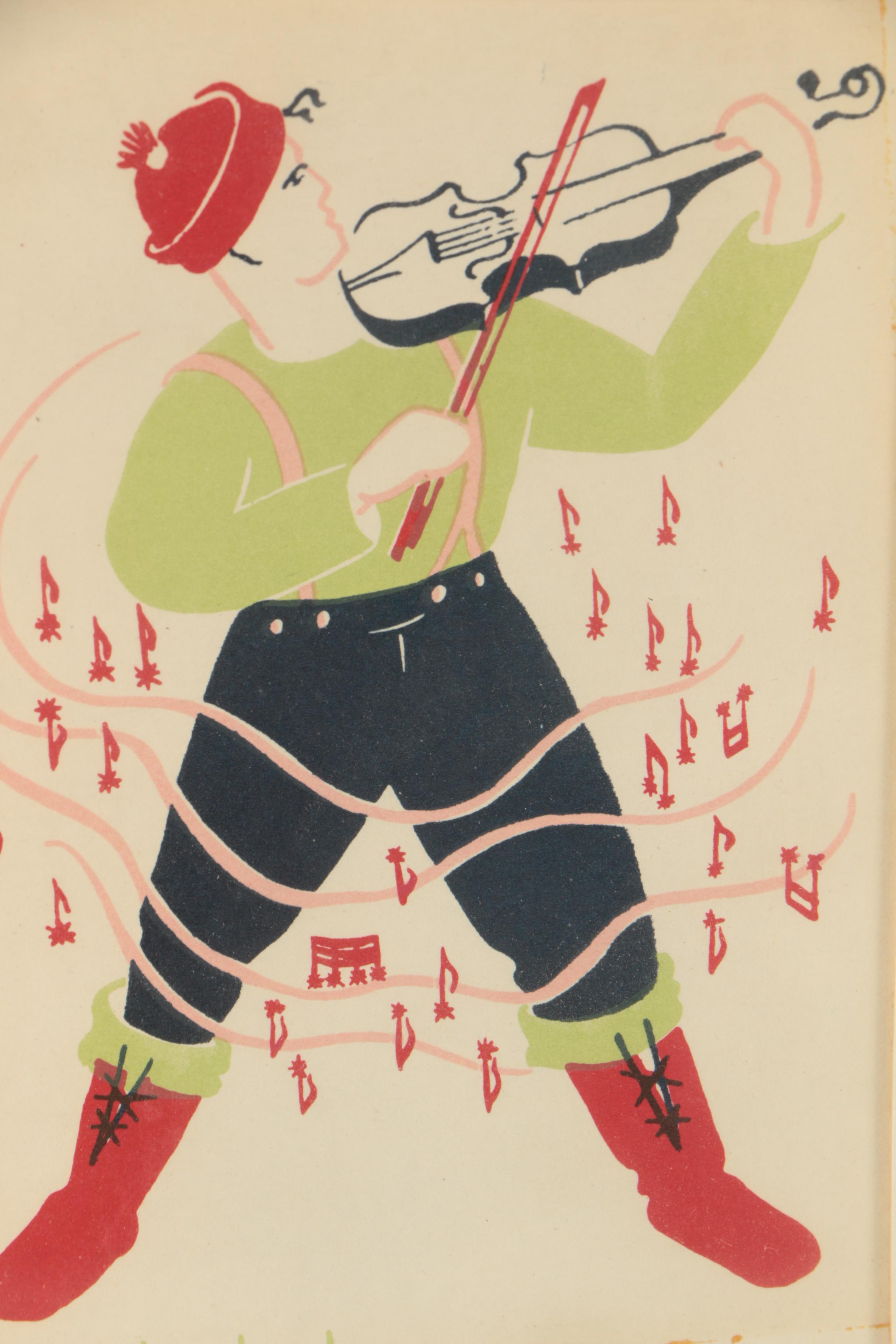 Vintage Henri Beaulac Color Lithograph of Fiddler