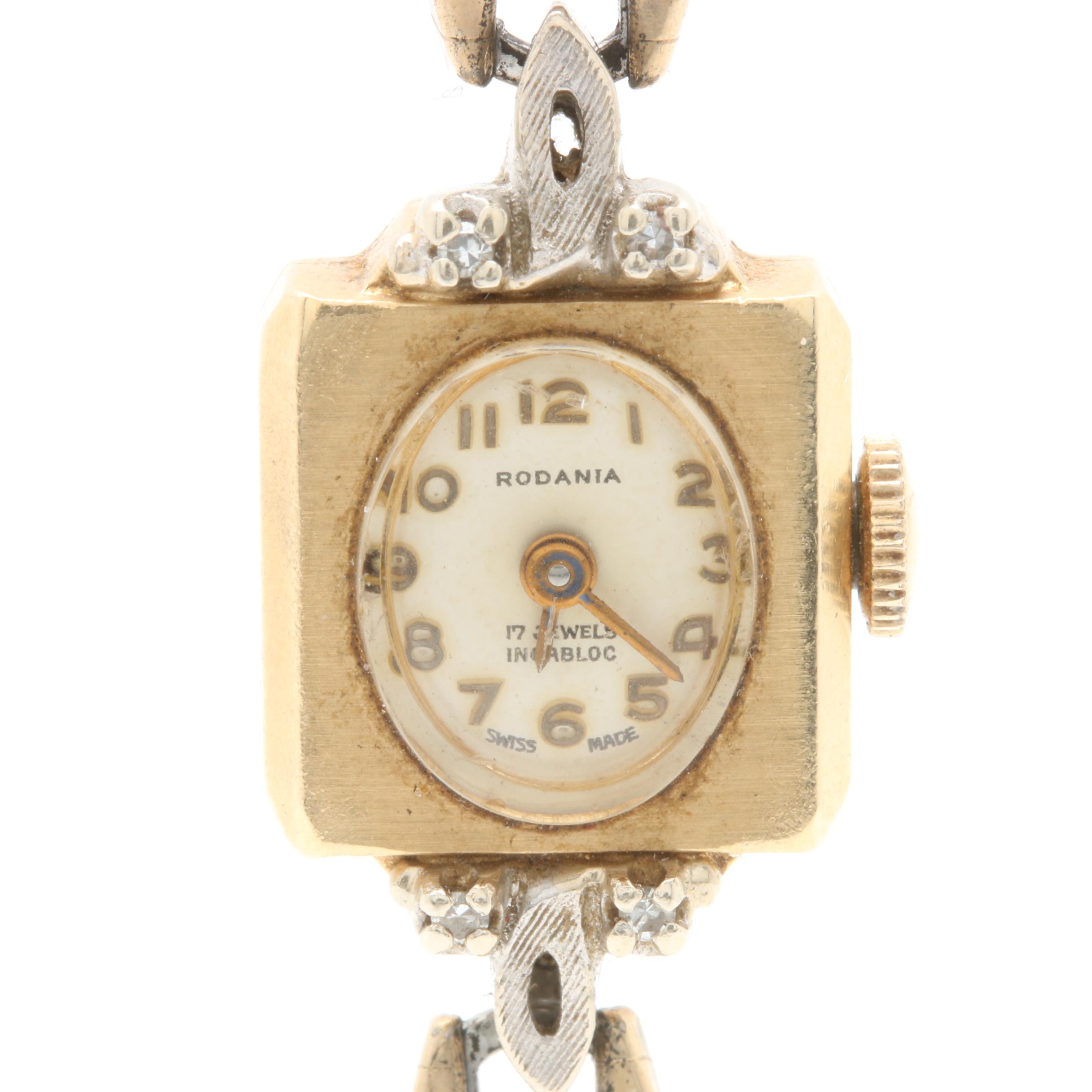 Rodania 14K Yellow Gold Diamond Watch