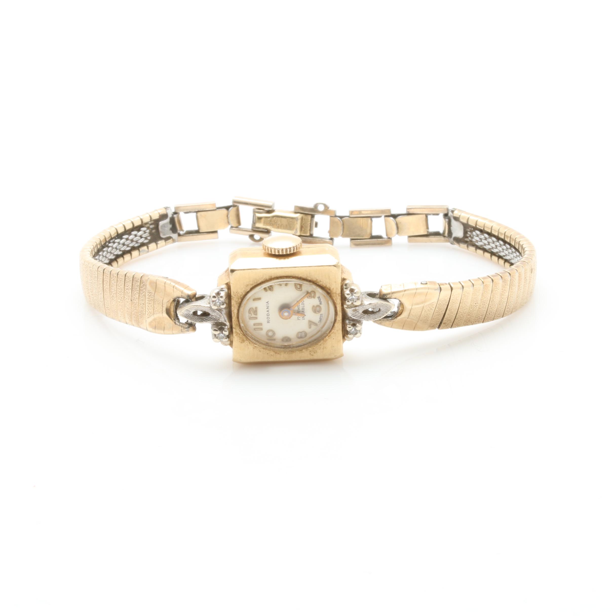 Rodania 14K Yellow Gold Diamond Watch