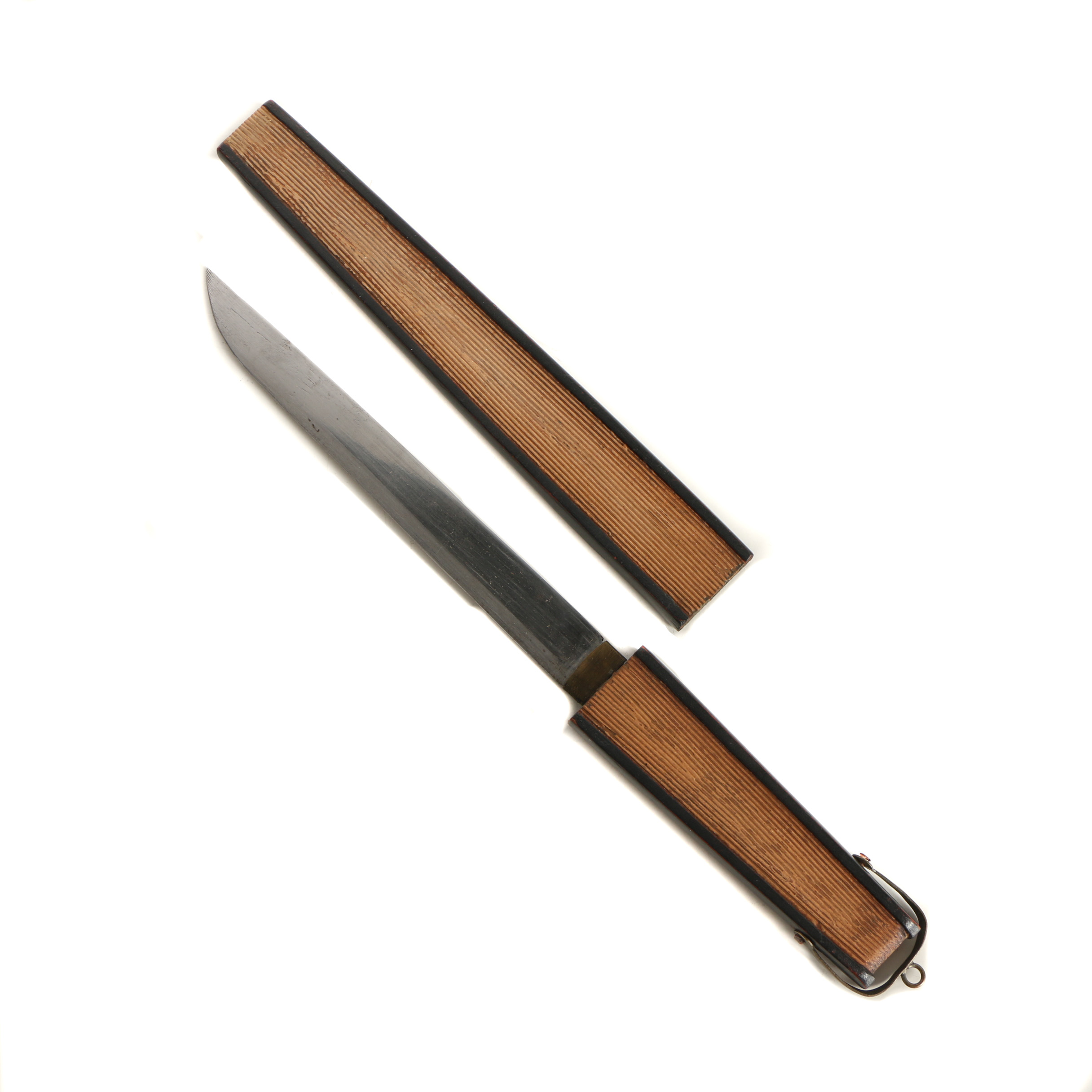 Japanese Tanto Knife Disguised in Fan-Shaped Lacquered Sheath