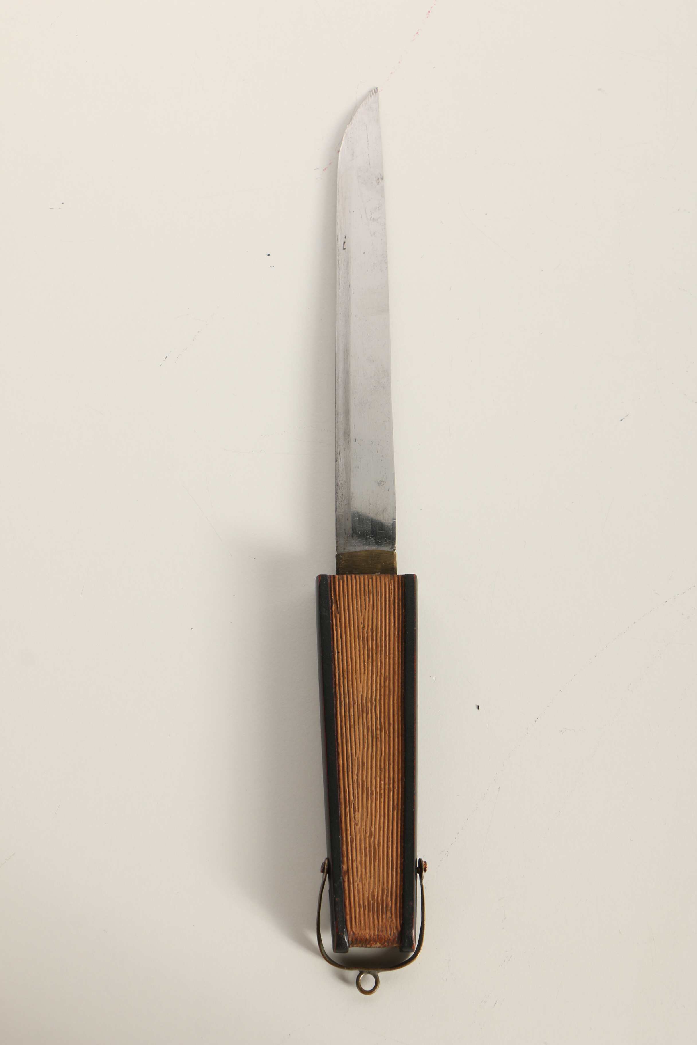Japanese Tanto Knife Disguised in Fan-Shaped Lacquered Sheath
