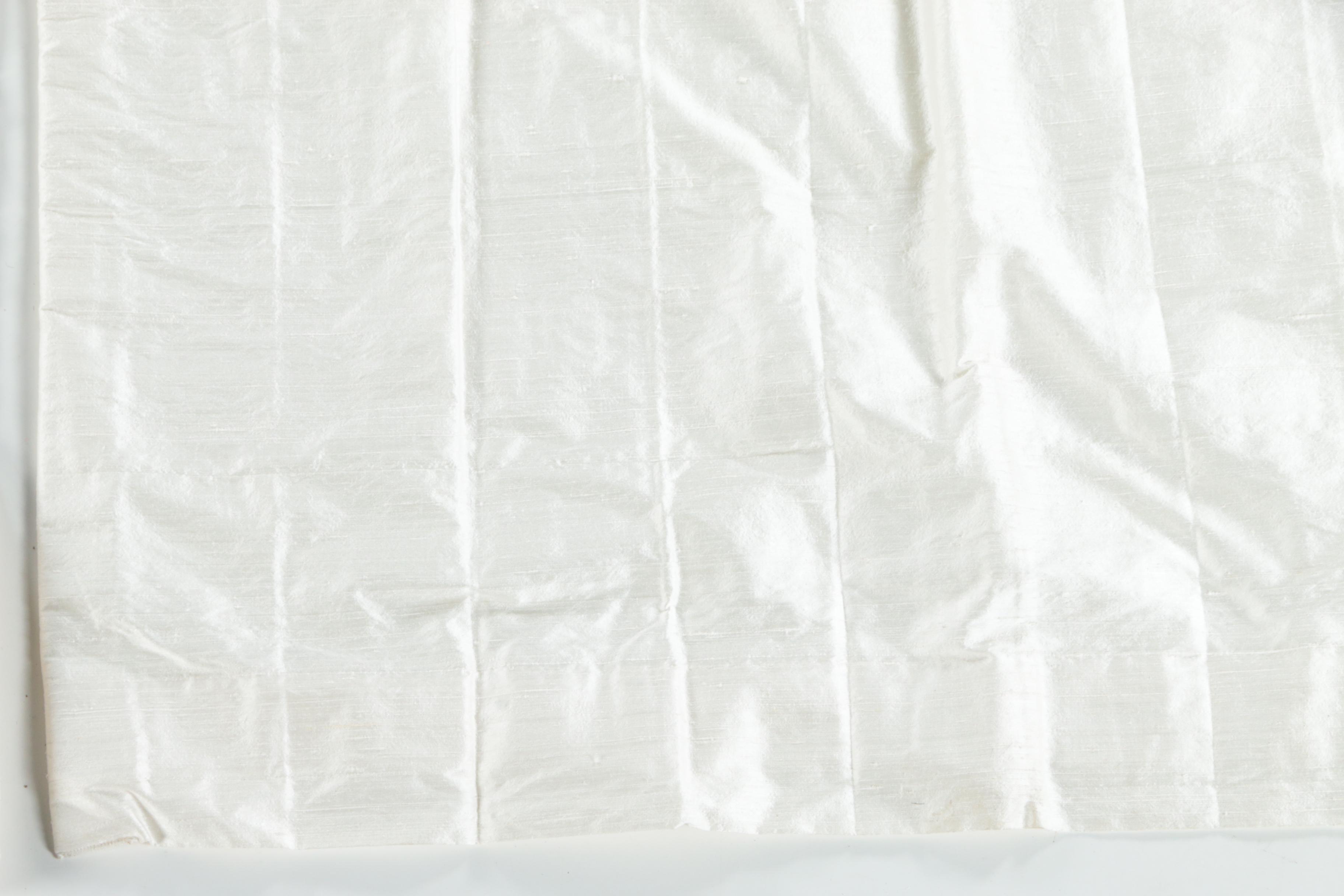Pinch Pleat White Silk Curtain Panels