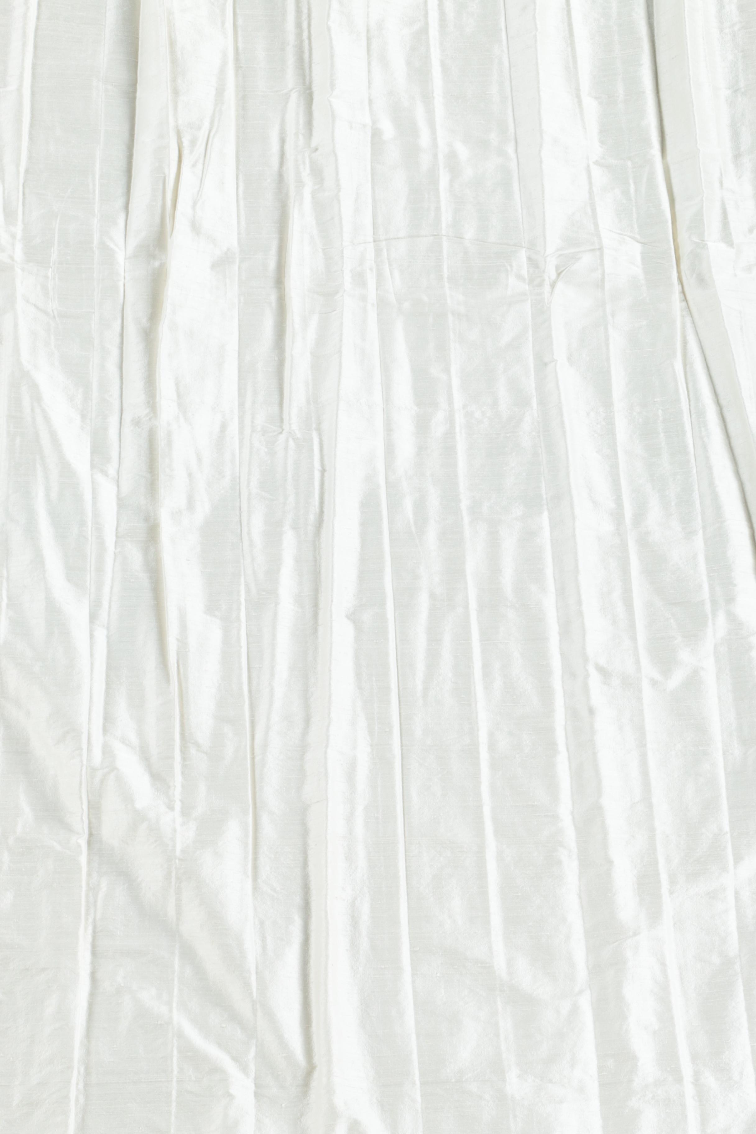 Pinch Pleat White Silk Curtain Panels
