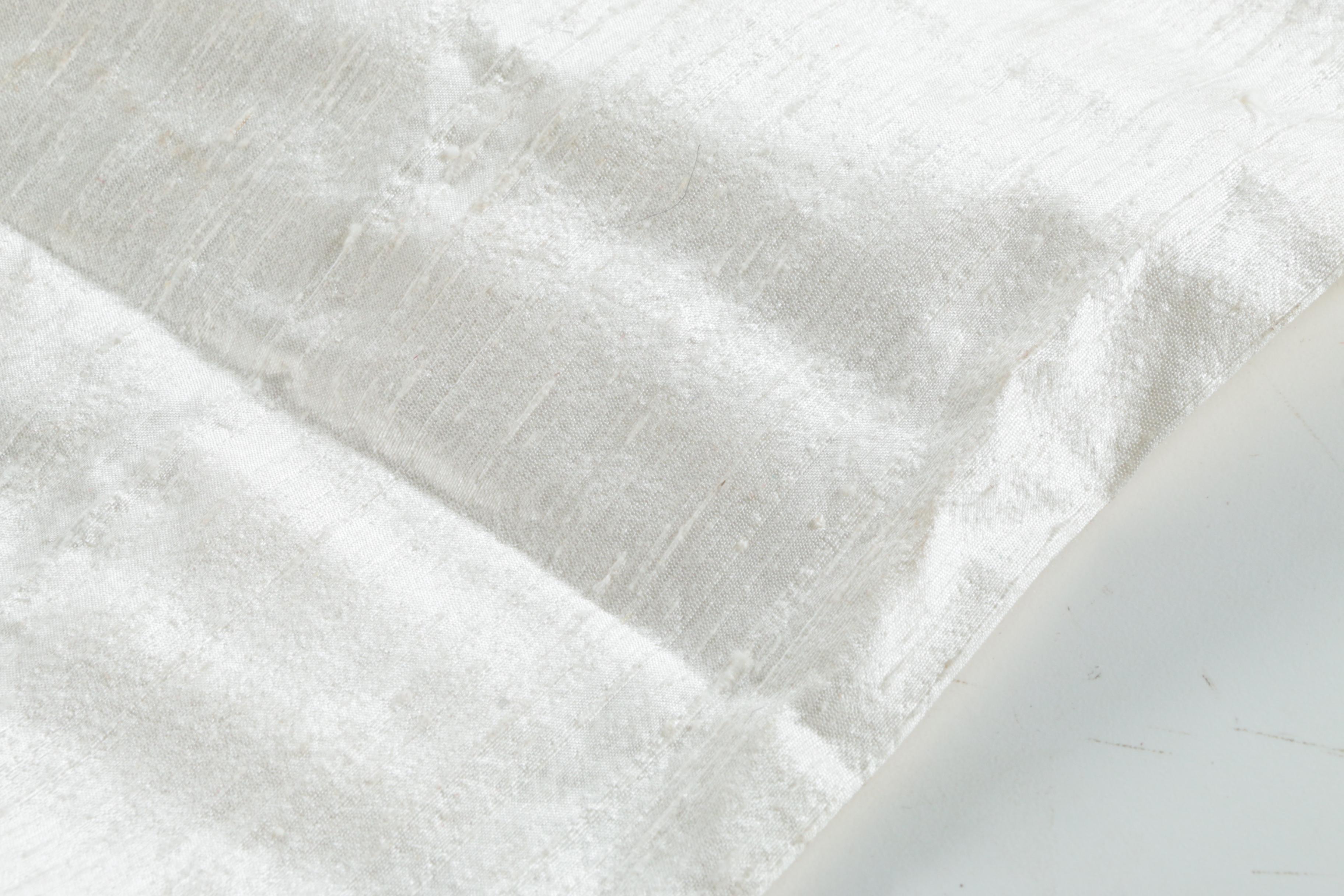 Pinch Pleat White Silk Curtain Panels