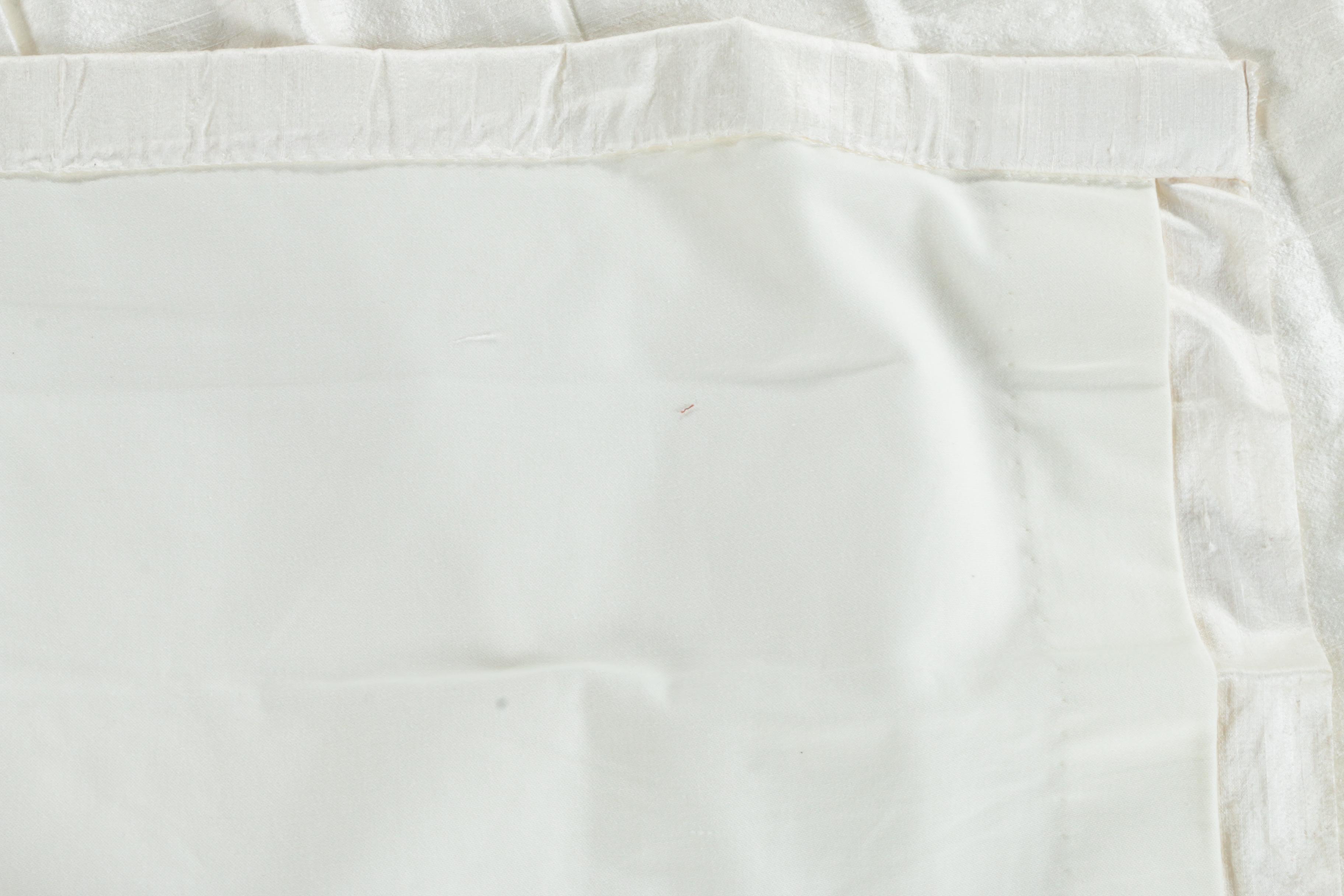 Pinch Pleat White Silk Curtain Panels