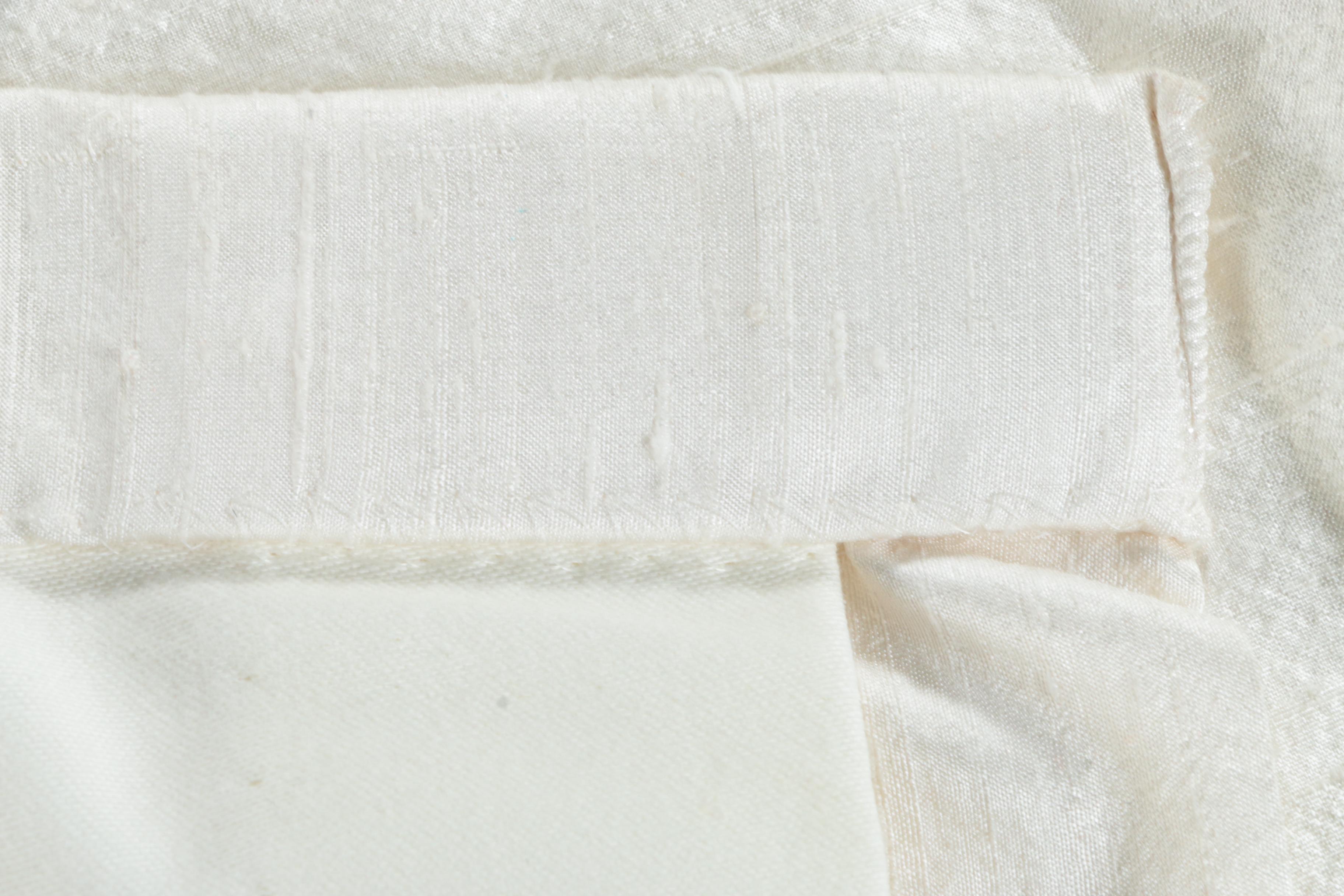 Pinch Pleat White Silk Curtain Panels