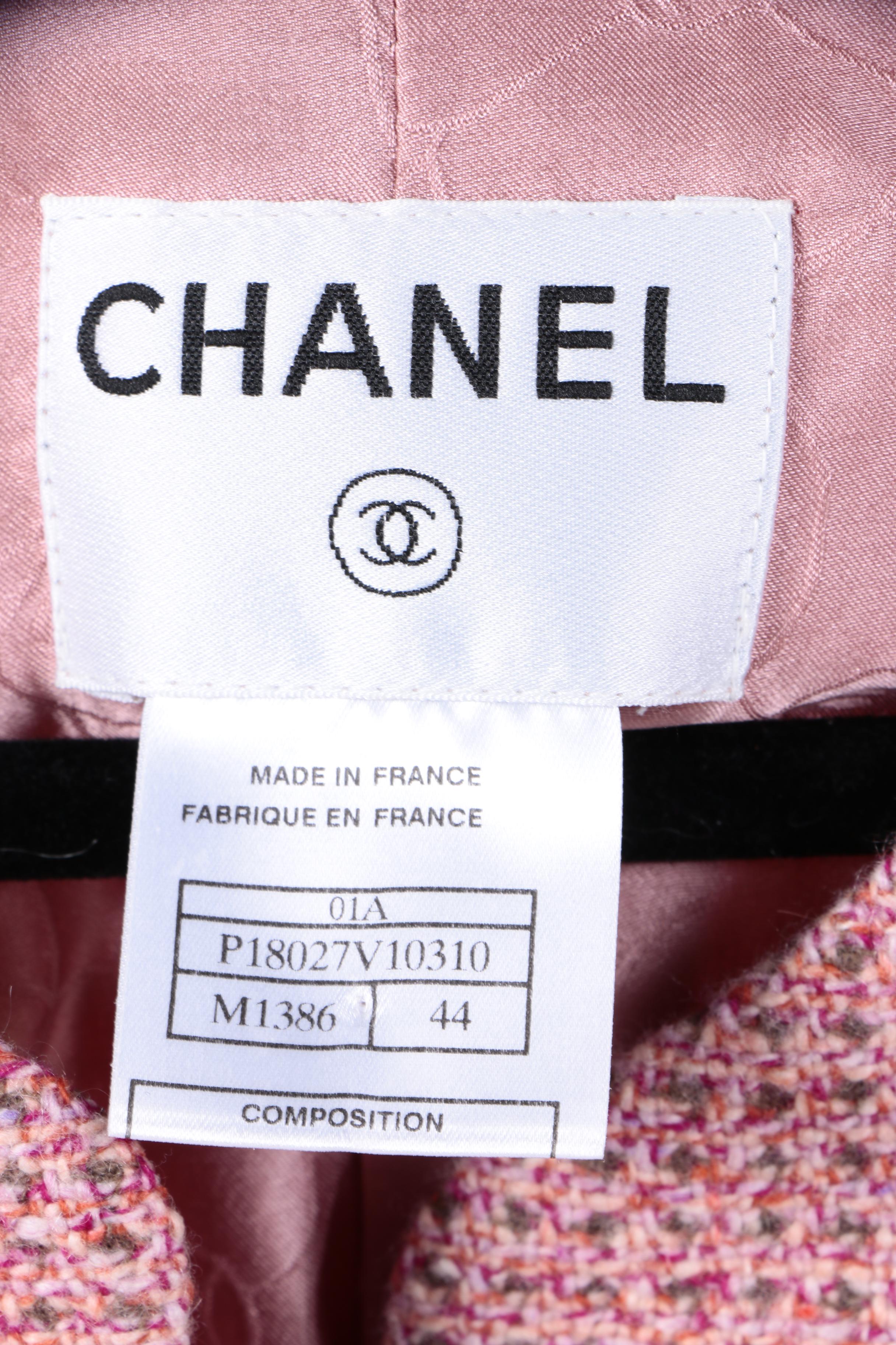 2001 Chanel Pink Tweed Jacket and Vintage Black Silk Skirt