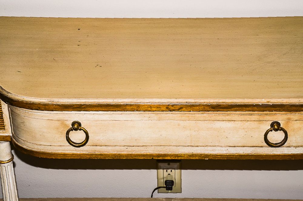 Cream and Gold Louis XVI Style Console Table by Baker Furniture