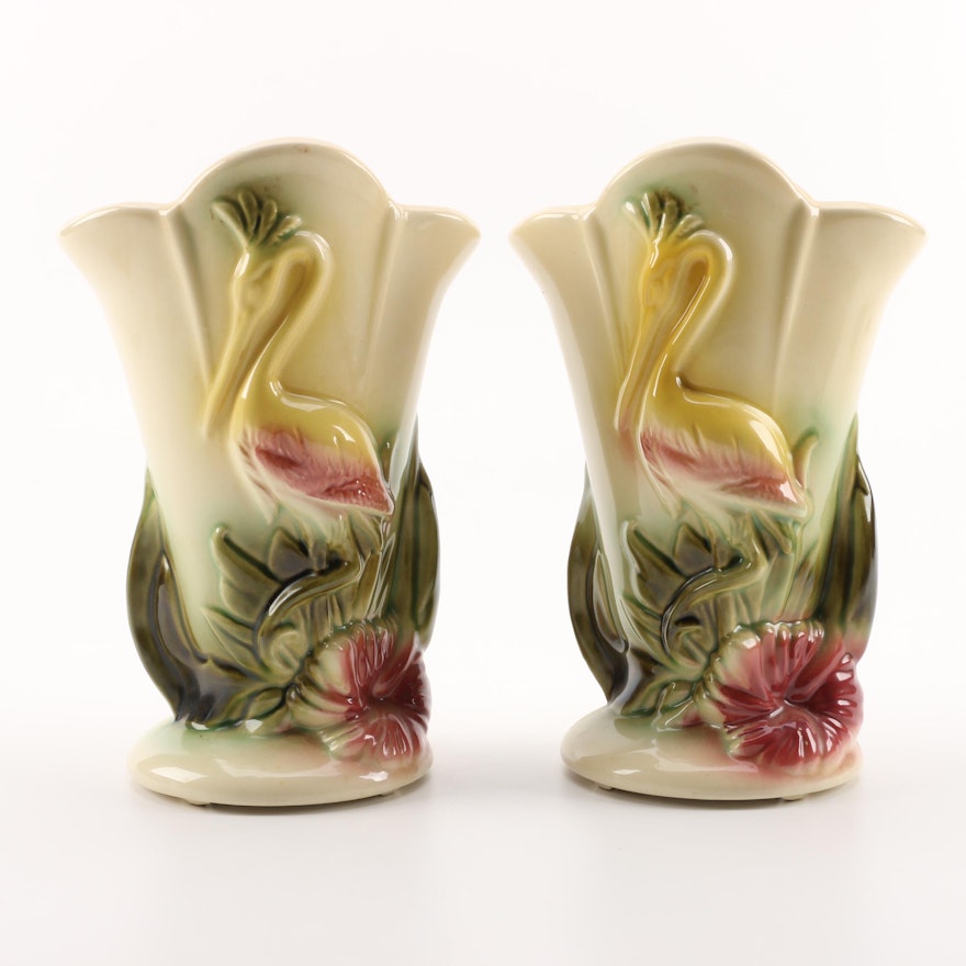 Hull Pottery Flamingo Vases