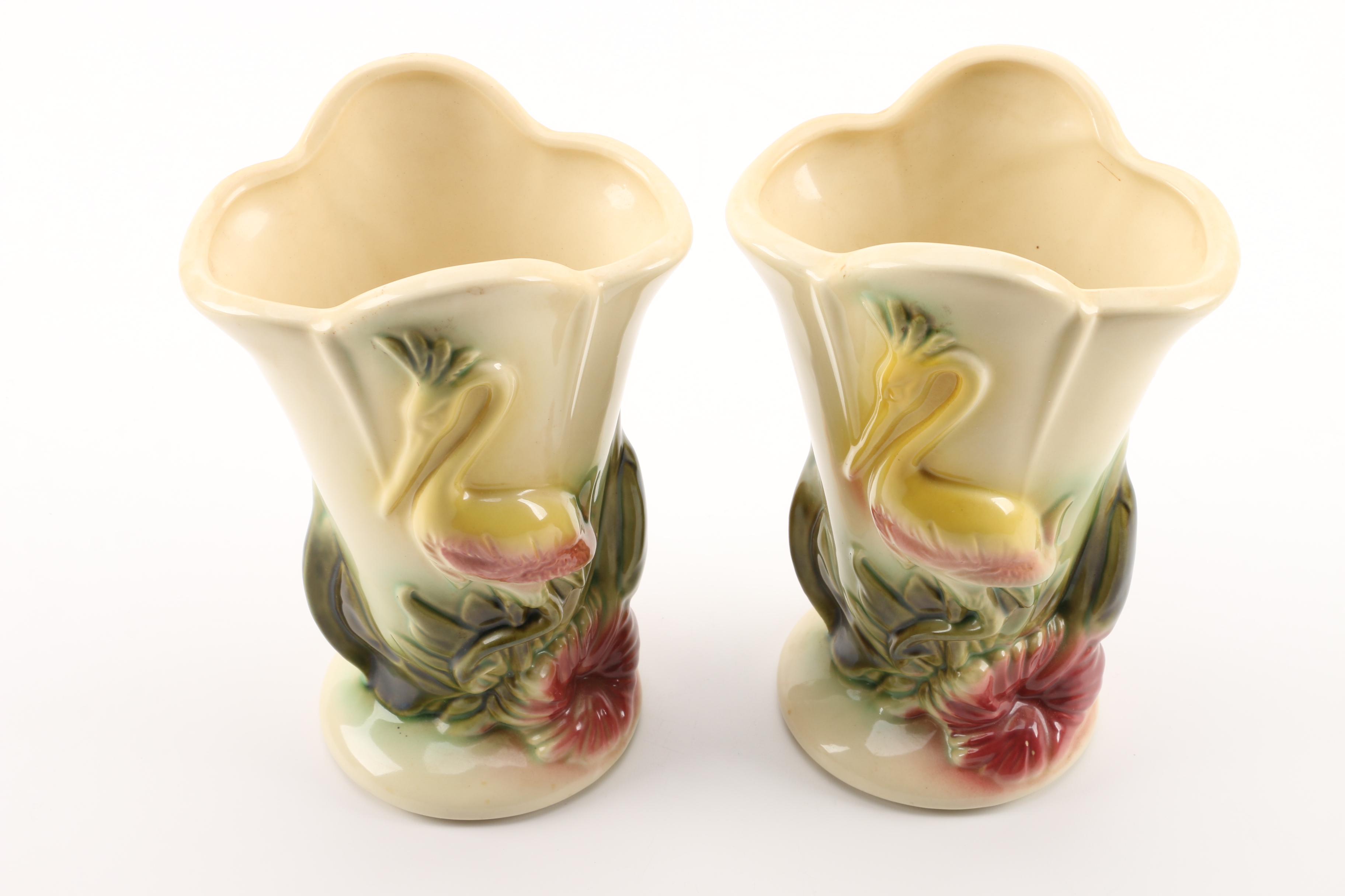 Hull Pottery Flamingo Vases