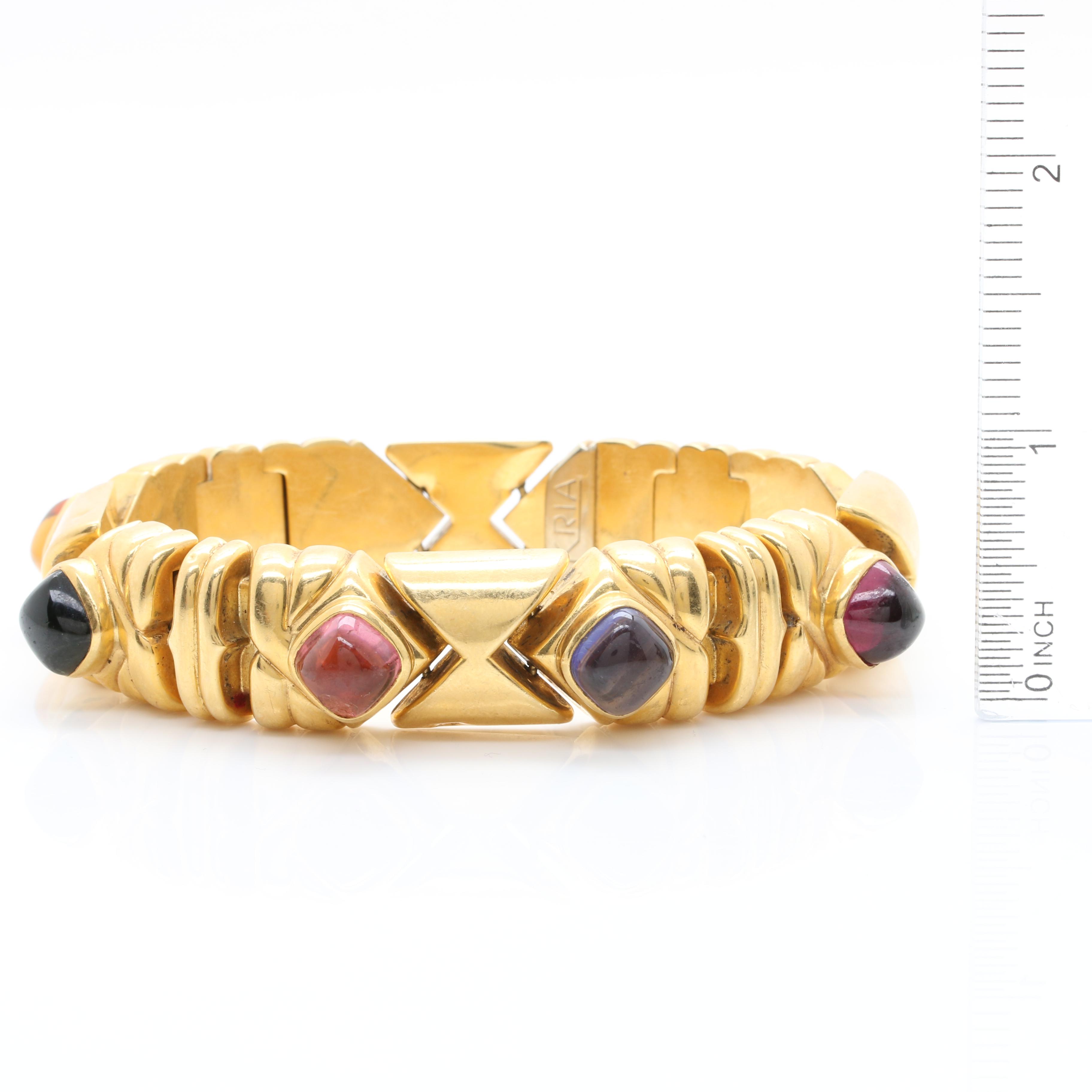 KRIA 18K Yellow Gold Citrine, Iolite, and Tourmaline Link Bracelet