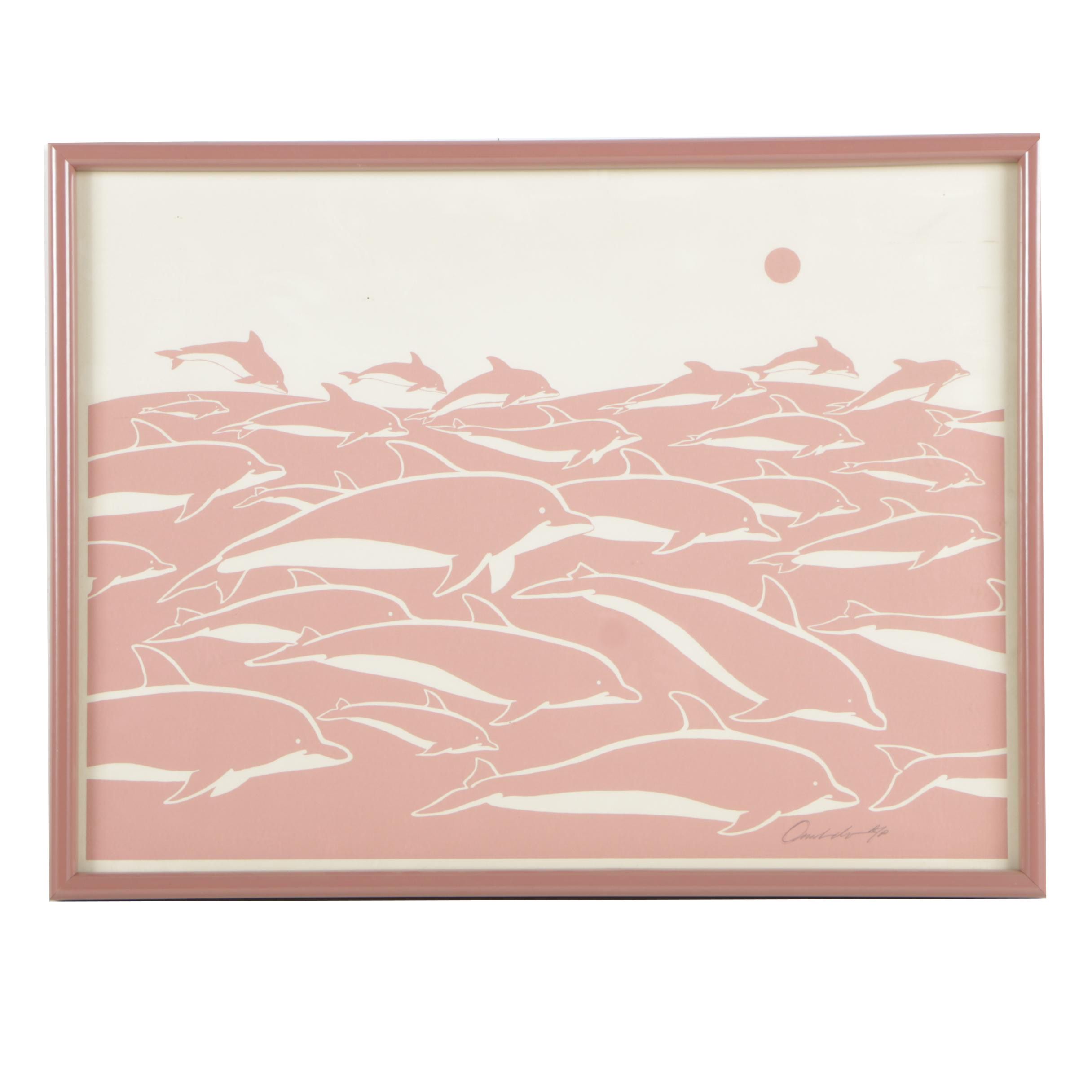 James F. Omohundro Serigraph of Dolphins