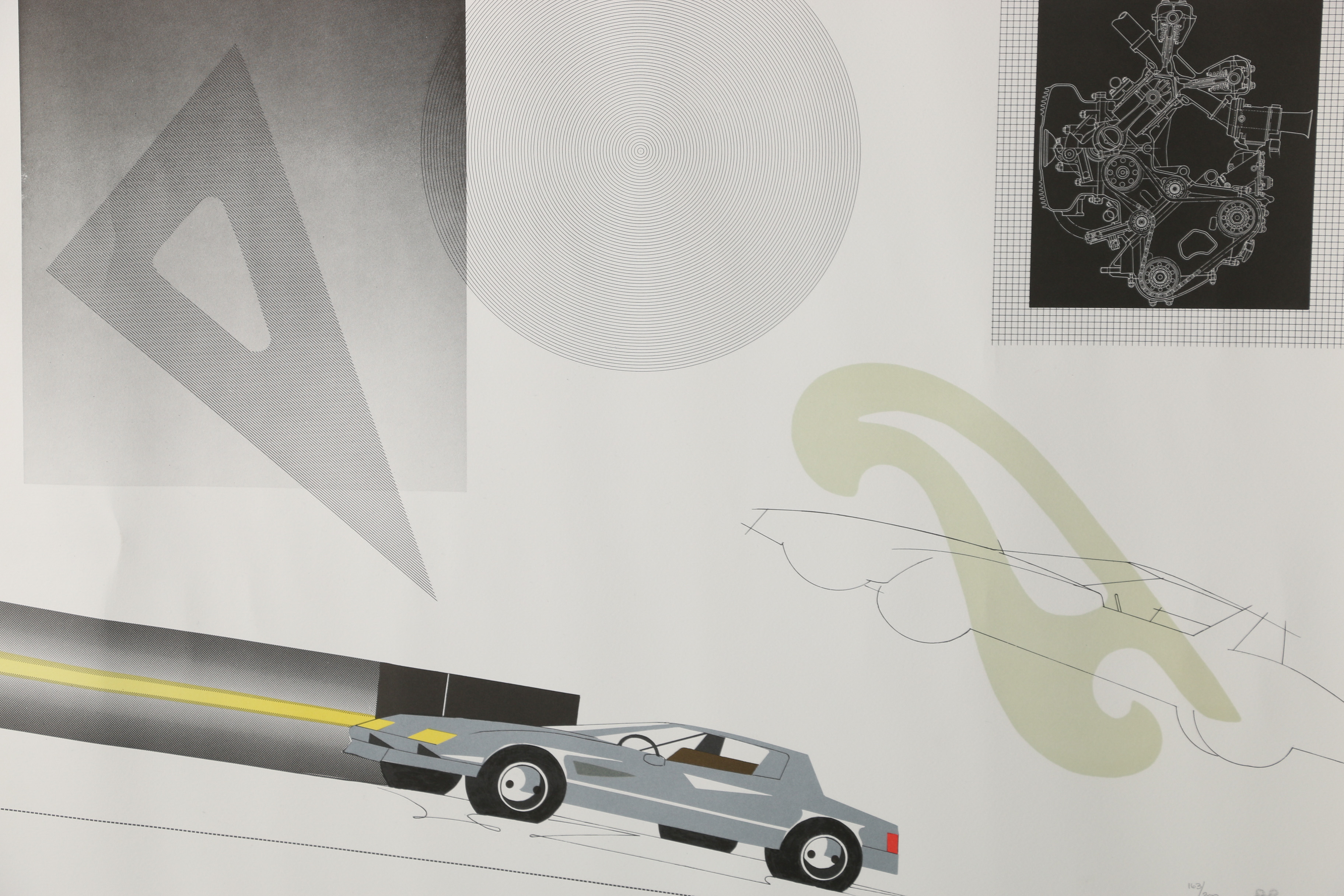 Raymond Loewy Lithograph "Car with French Curve"