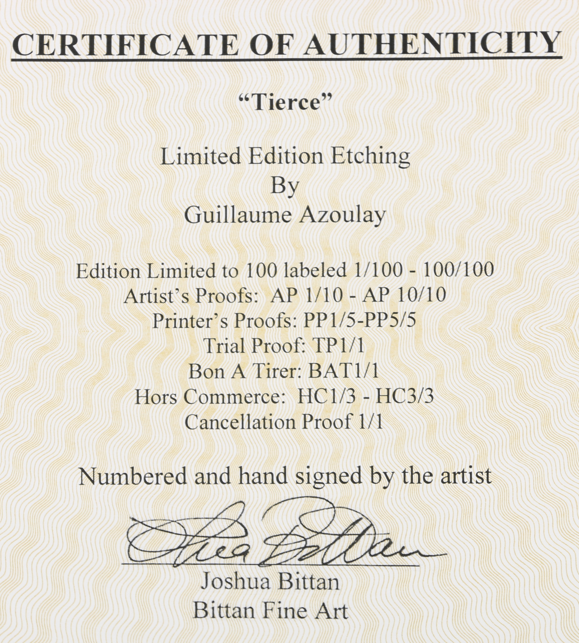 Guillaume Azoulay Etching "Tiercé"