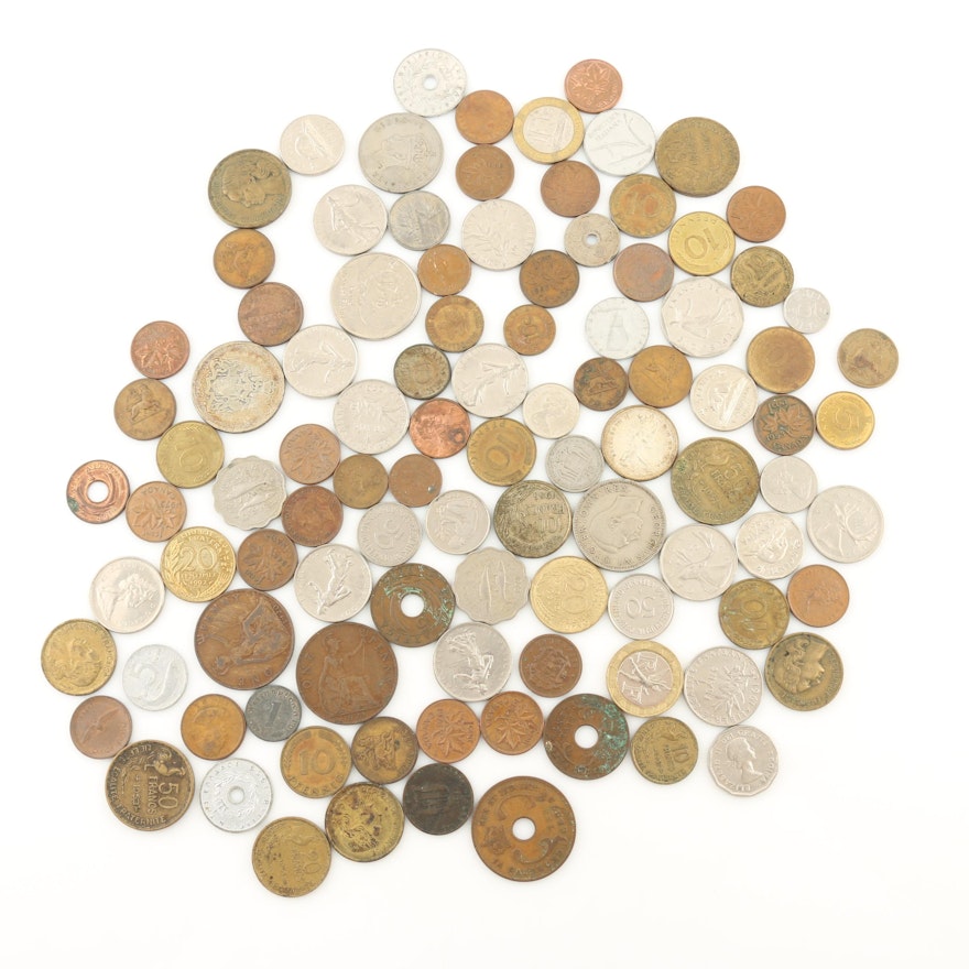 Group of Approximately 100 Foreign Coins