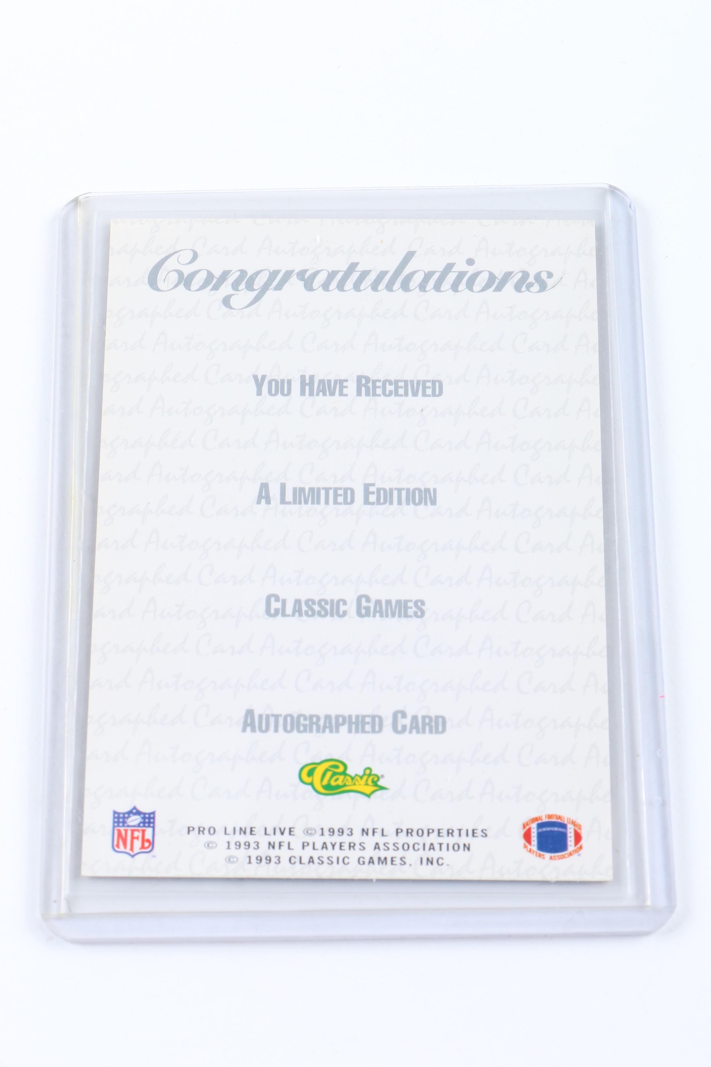 1993 Classic ProLine Live Tory Aikman Autographed Football Card