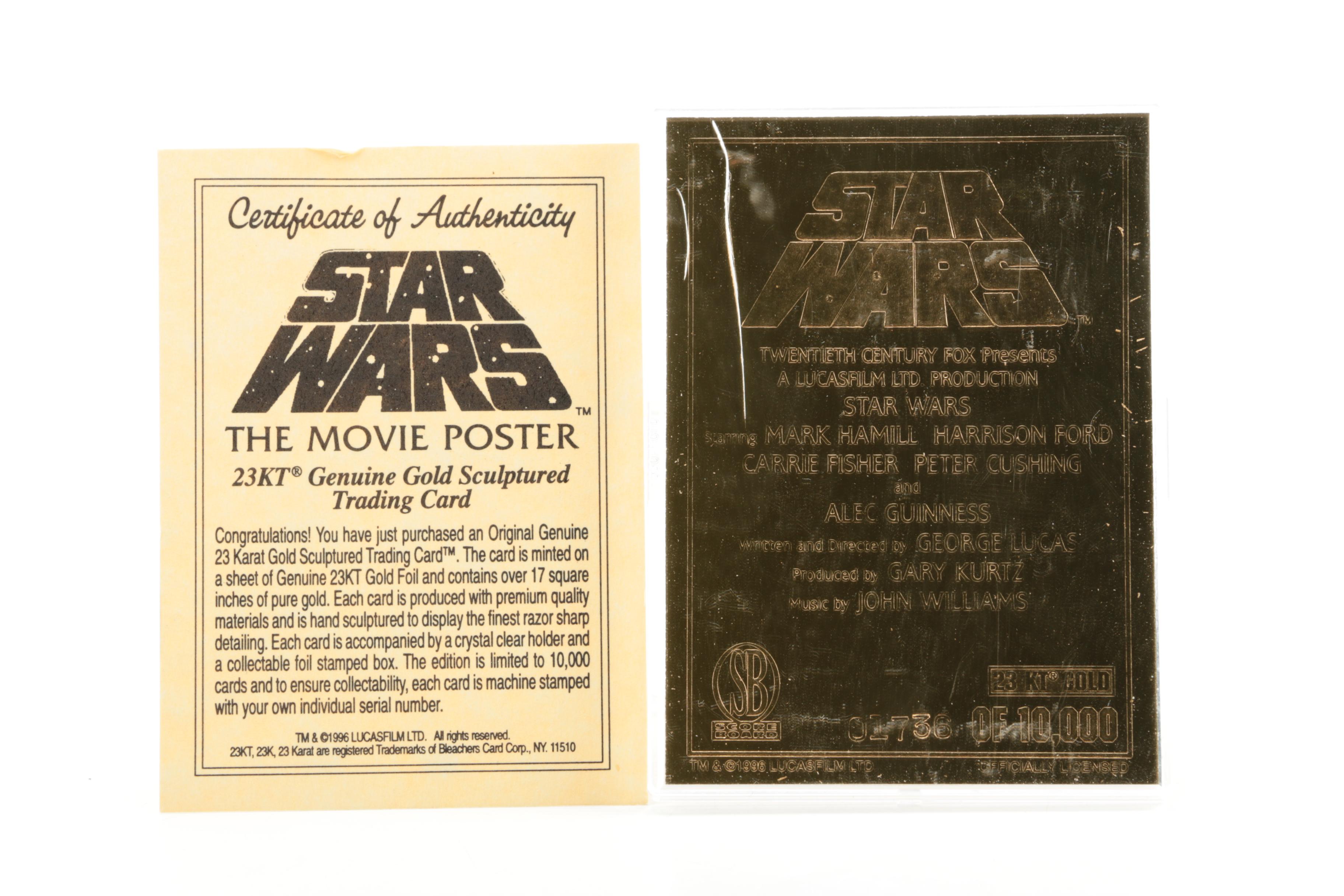 Limited Edition Star Wars 23 Karat Gold Foil Movie Poster Cards