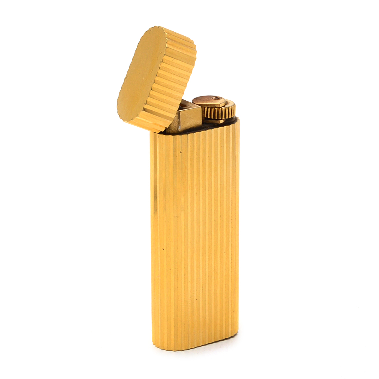 "Les Must de Cartier" 14K Yellow Gold Plated Lighter in Original Box