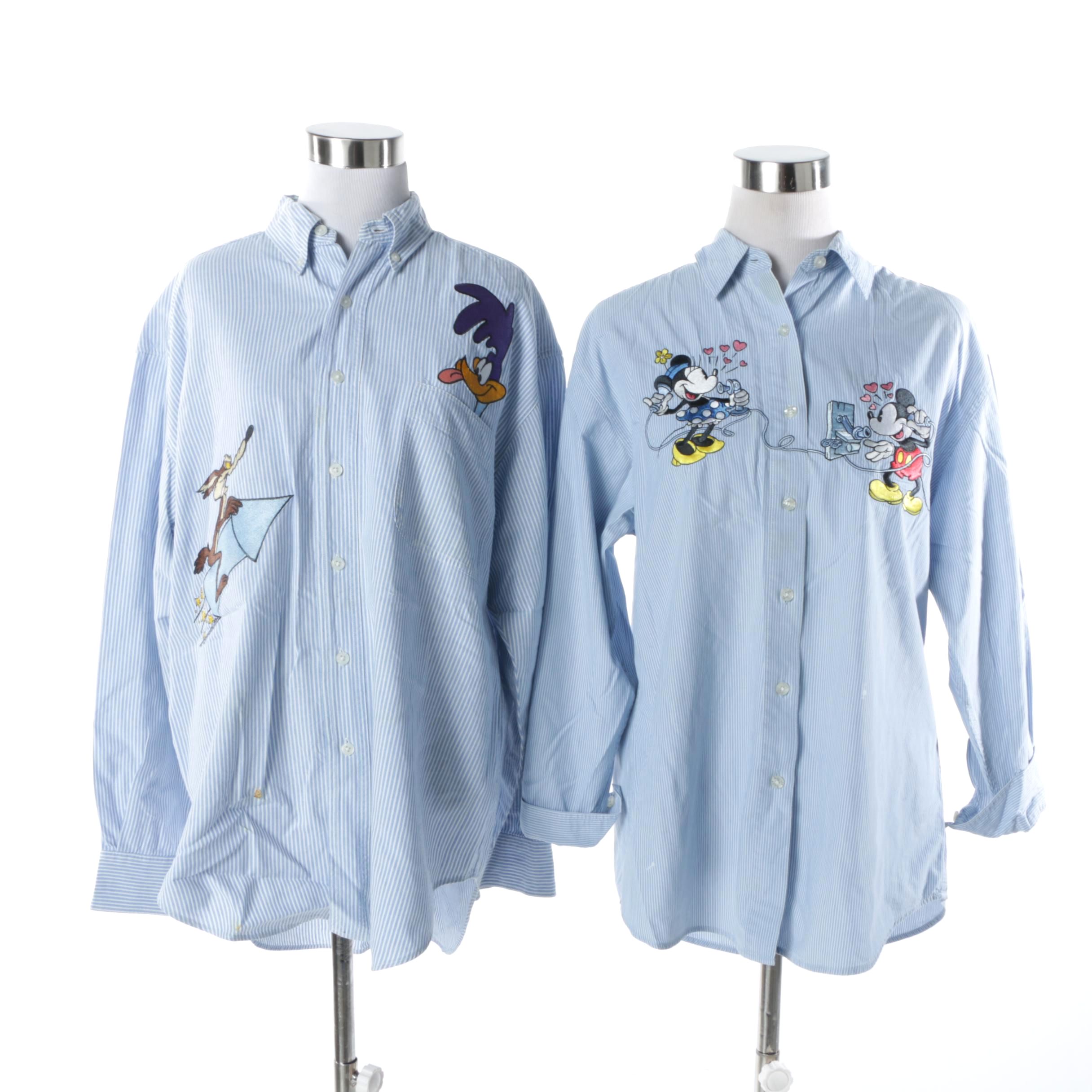 Men's and Women's Disney and Looney Tunes Button-Front Shirts