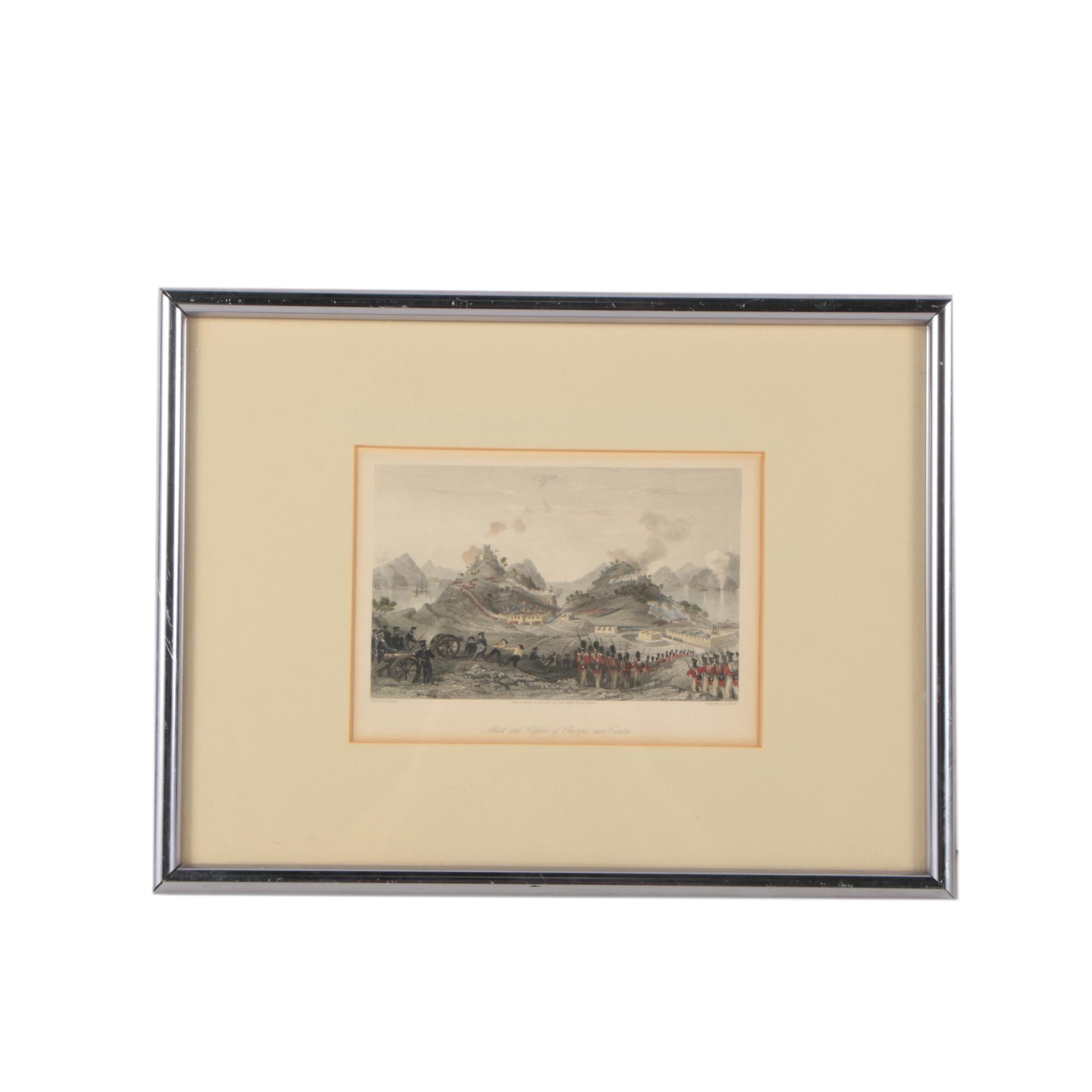 Color Engraving After T. Allom and H. Adlard "Attack and Capture of Chuenpee"