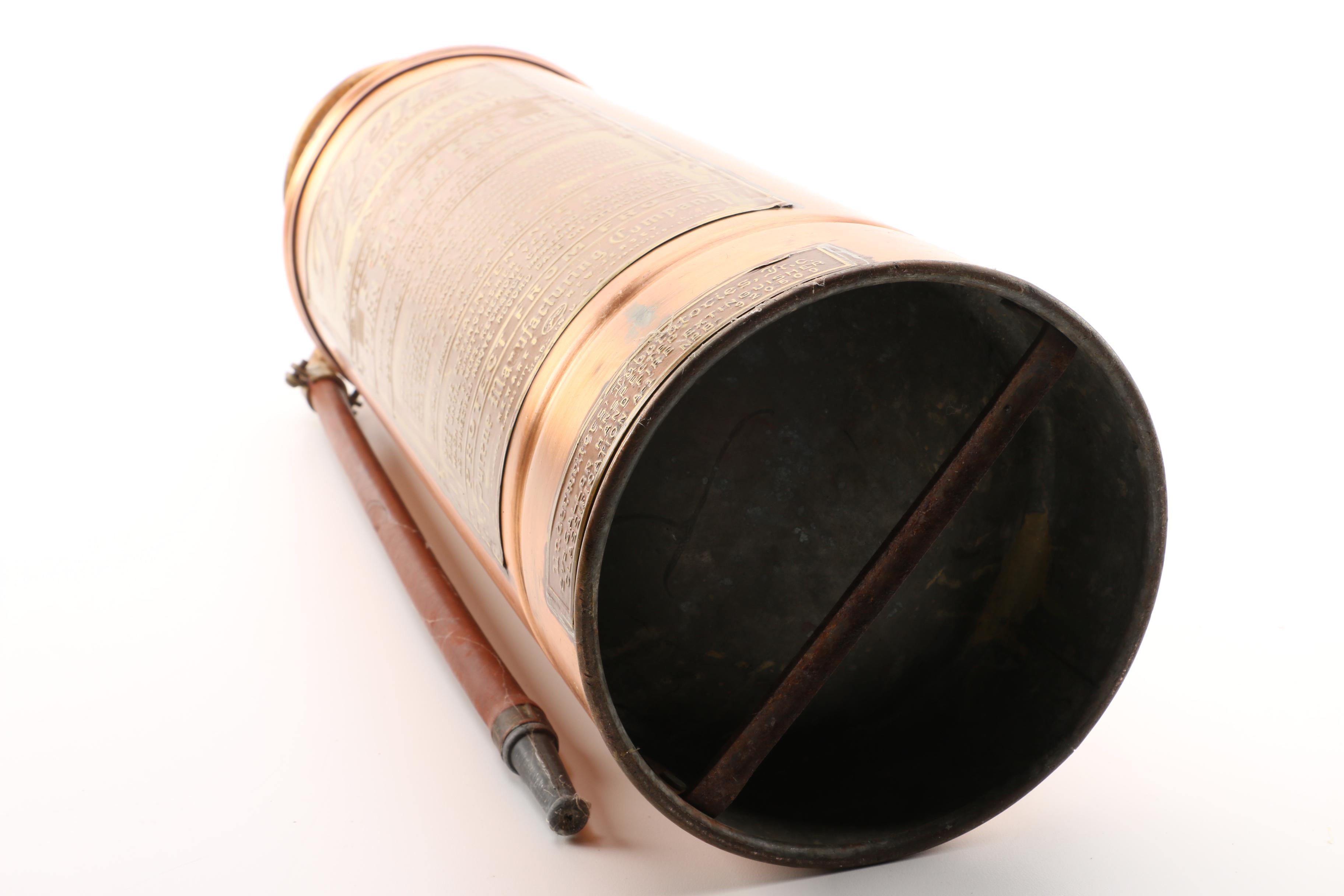 Vintage Pyrene Brass and Copper Soda- Acid Fire Extinguisher