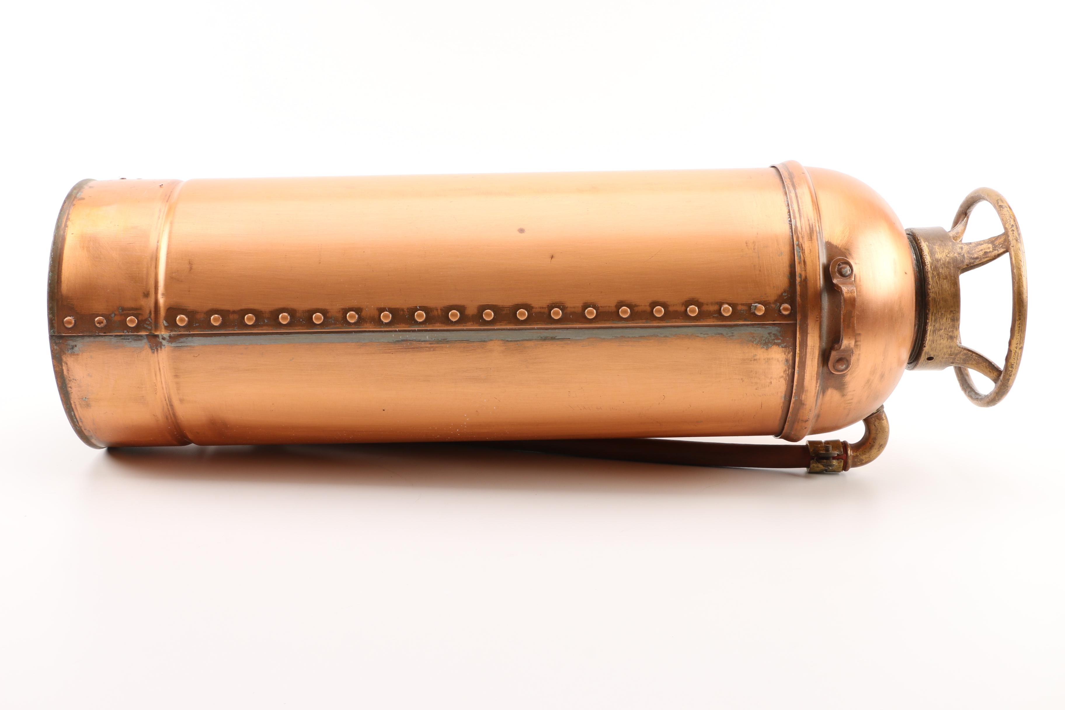 Vintage Pyrene Brass and Copper Soda- Acid Fire Extinguisher