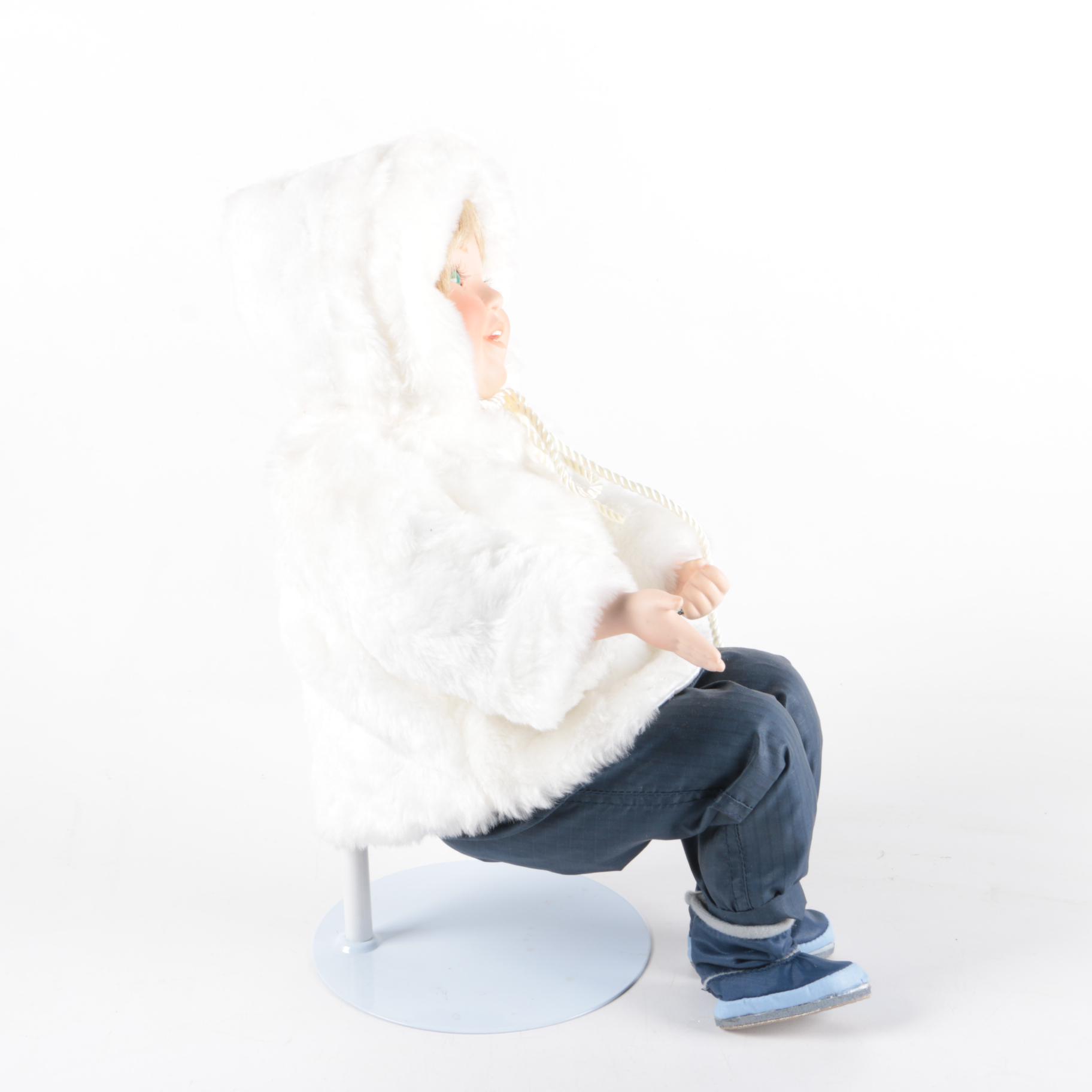 1995 Danbury Mint "Winter Wonder" Porcelain Doll and Plush Polar Bear