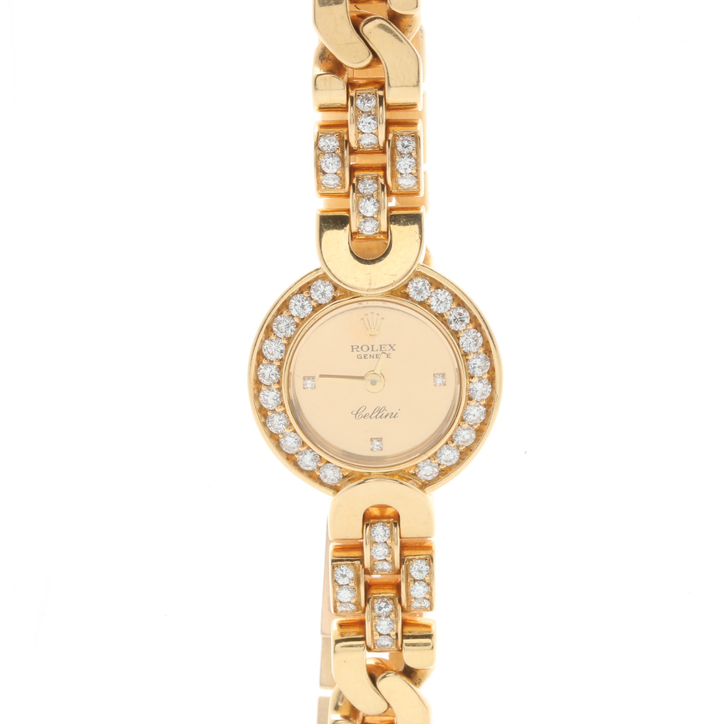 Rolex "Geneve Cellini" 18K Yellow Gold 2.05 CTW Diamond Watch