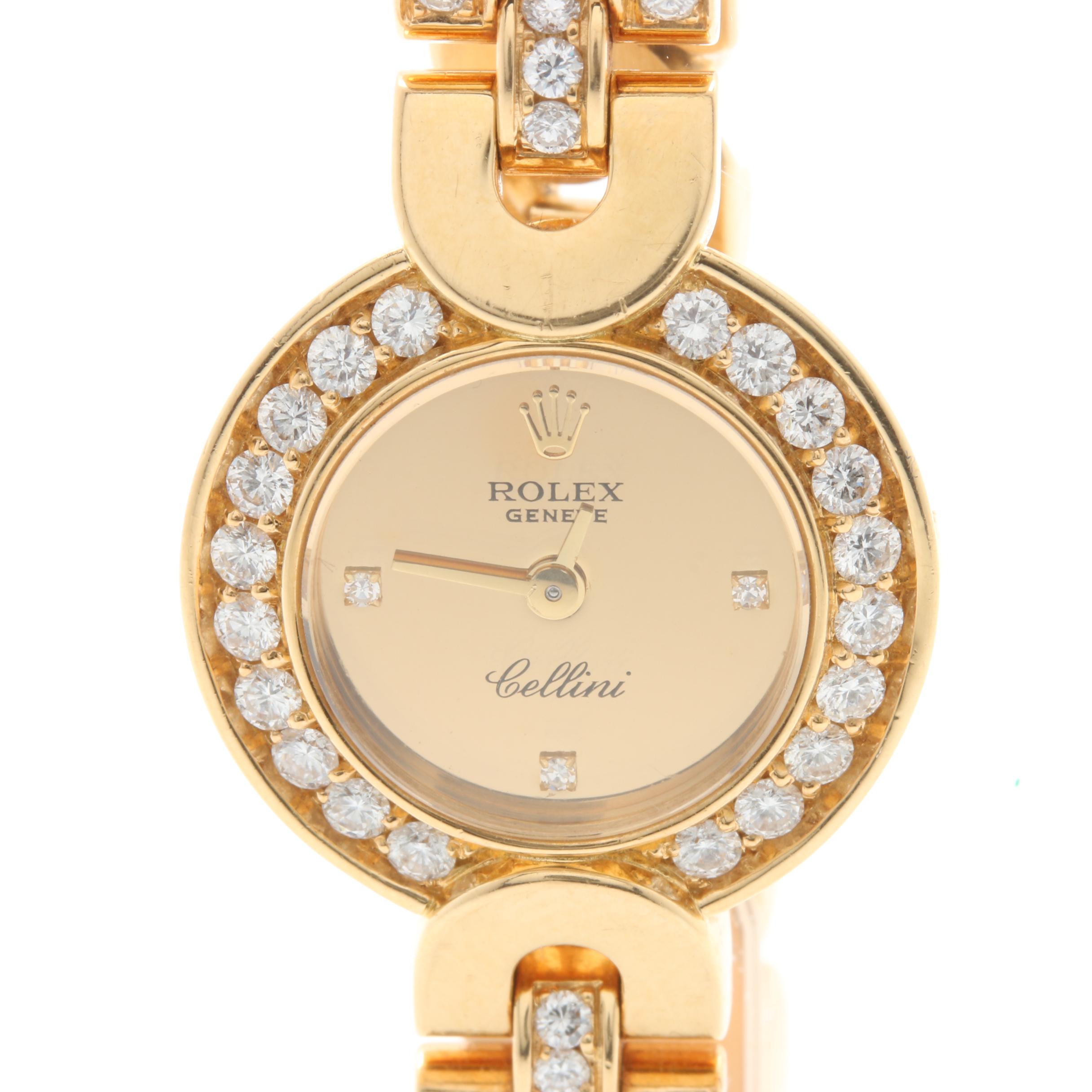Rolex "Geneve Cellini" 18K Yellow Gold 2.05 CTW Diamond Watch