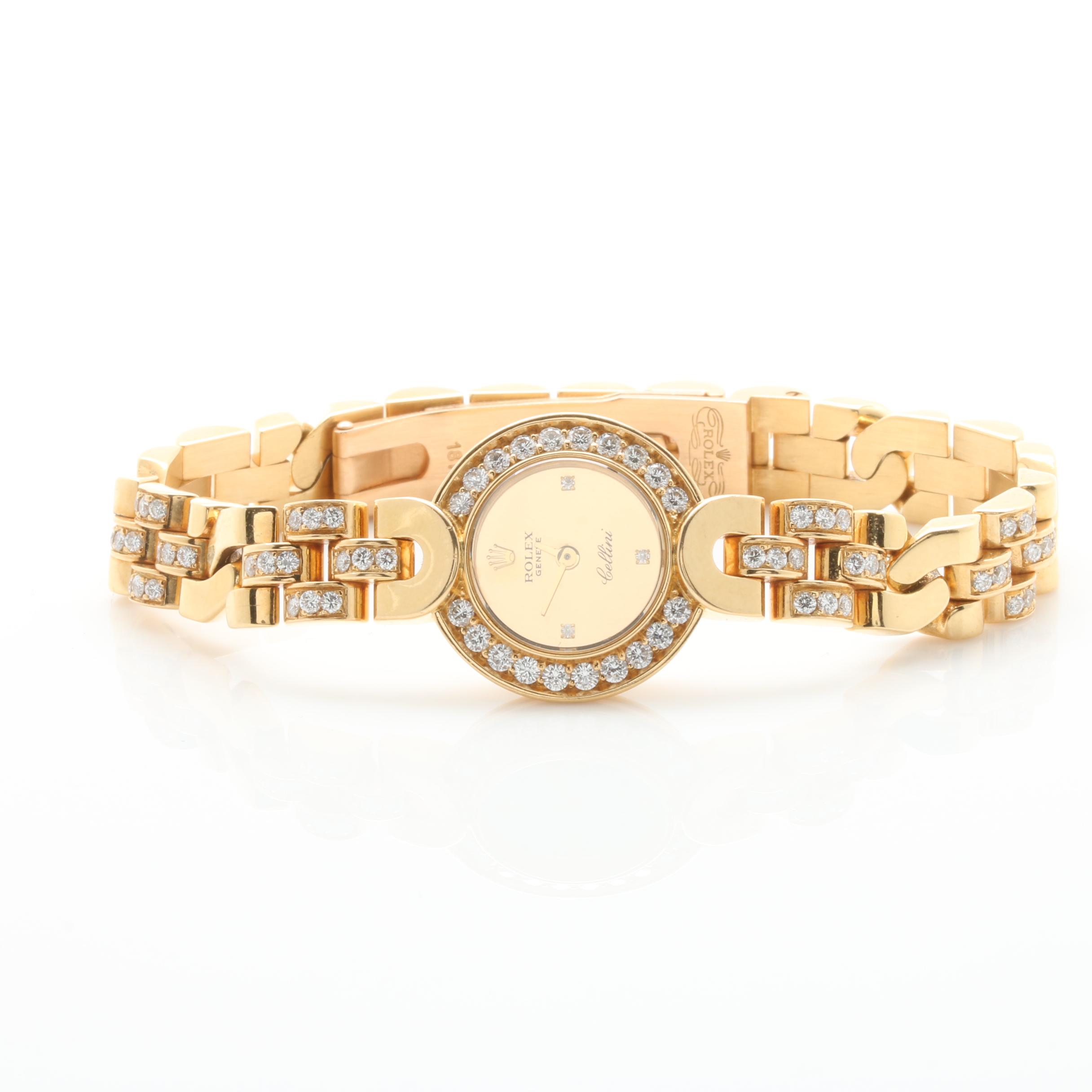 Rolex "Geneve Cellini" 18K Yellow Gold 2.05 CTW Diamond Watch