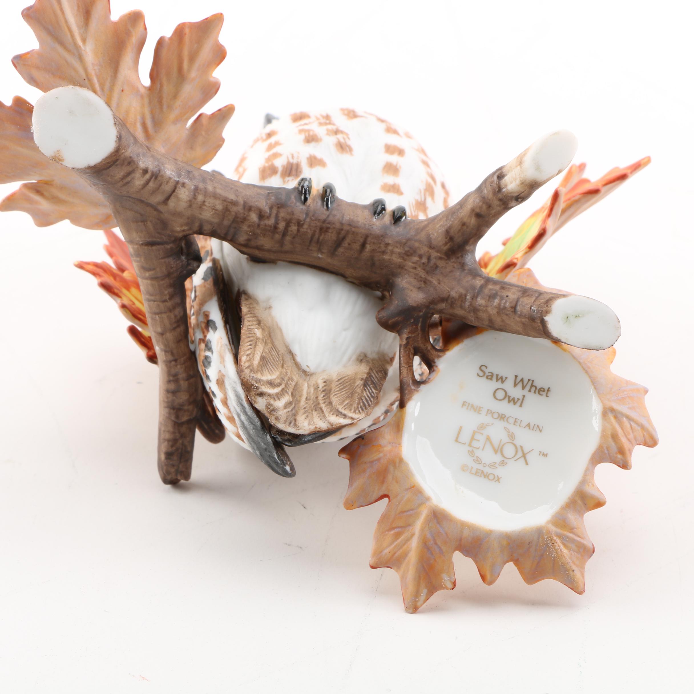 Lenox "Saw Whet Owl" and "Golden Sentinel" Porcelain Figurines