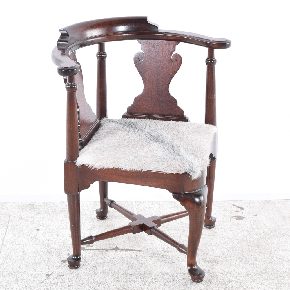 Vintage Chippendale Style Mahogany Corner Chair by Drexel