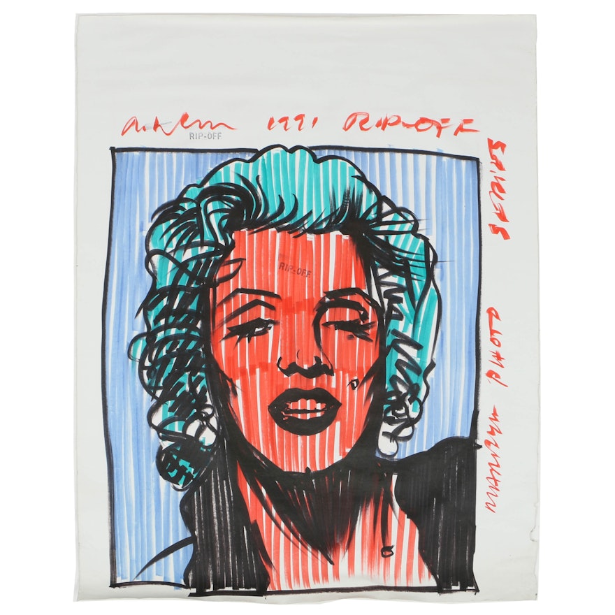 Nick Vukmanovich Permanent Marker on Canvas "Marilyn Photo"