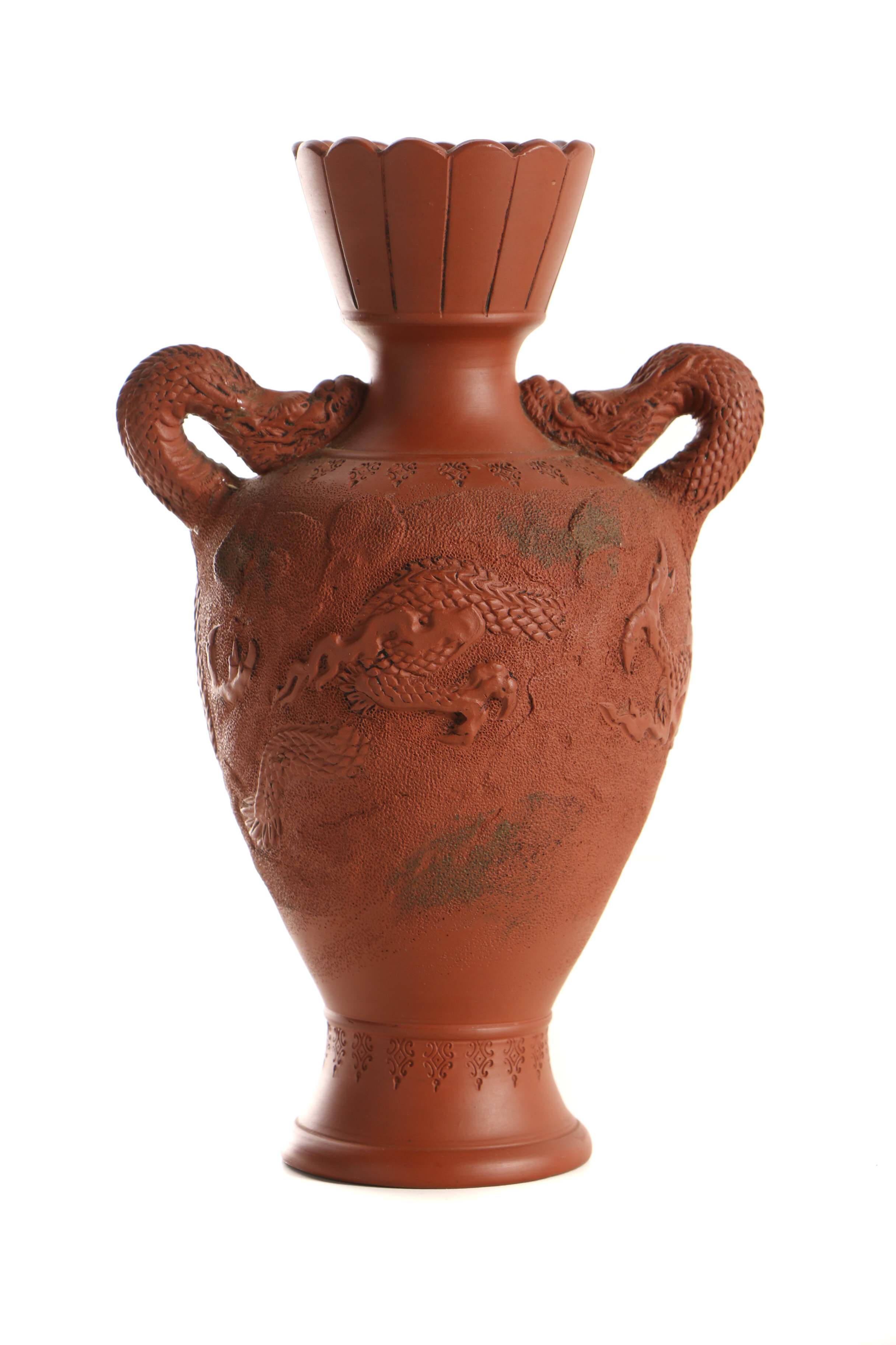 Japanese Tokoname Ware Vases with Dragon Motifs