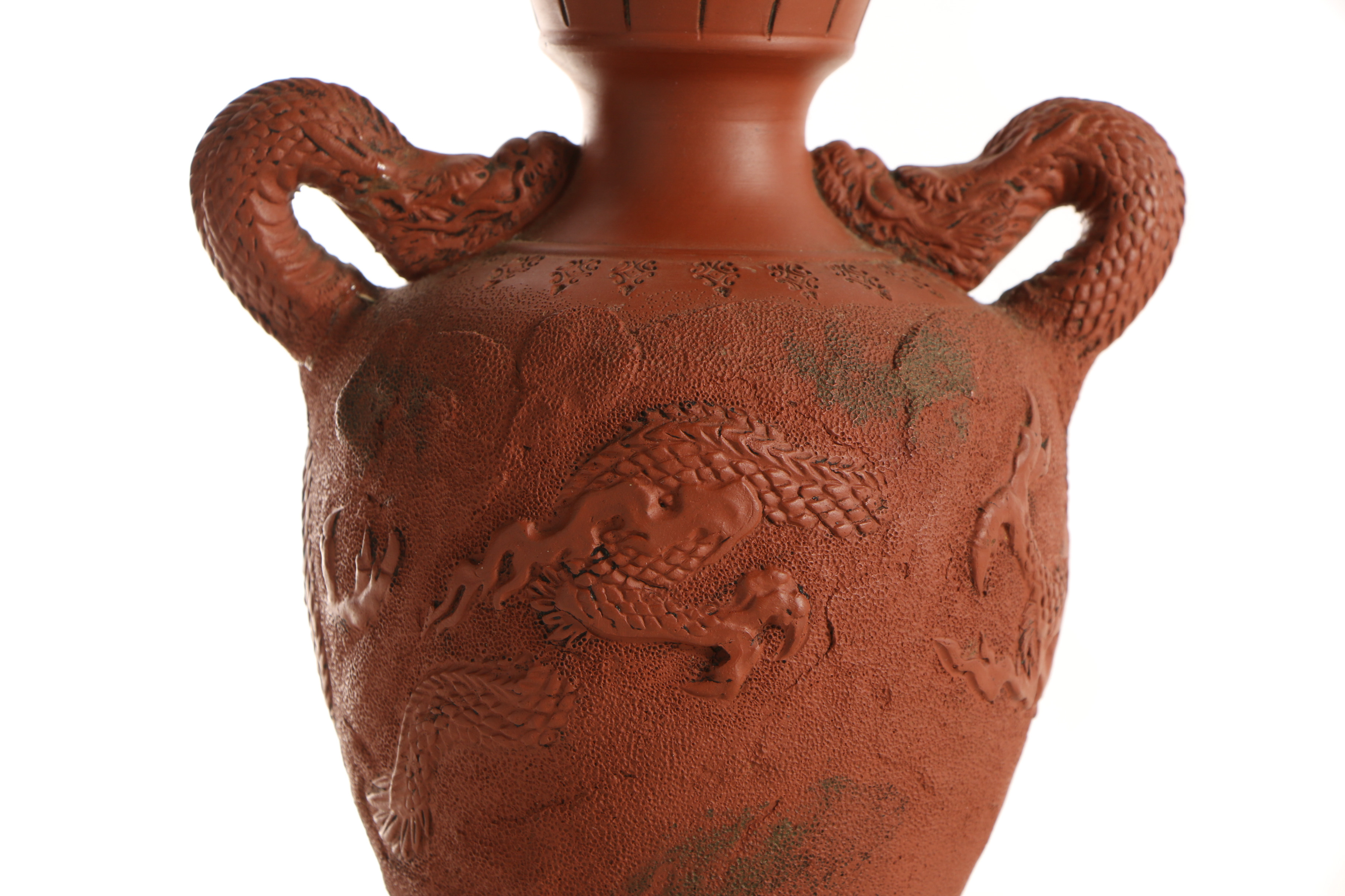 Japanese Tokoname Ware Vases with Dragon Motifs