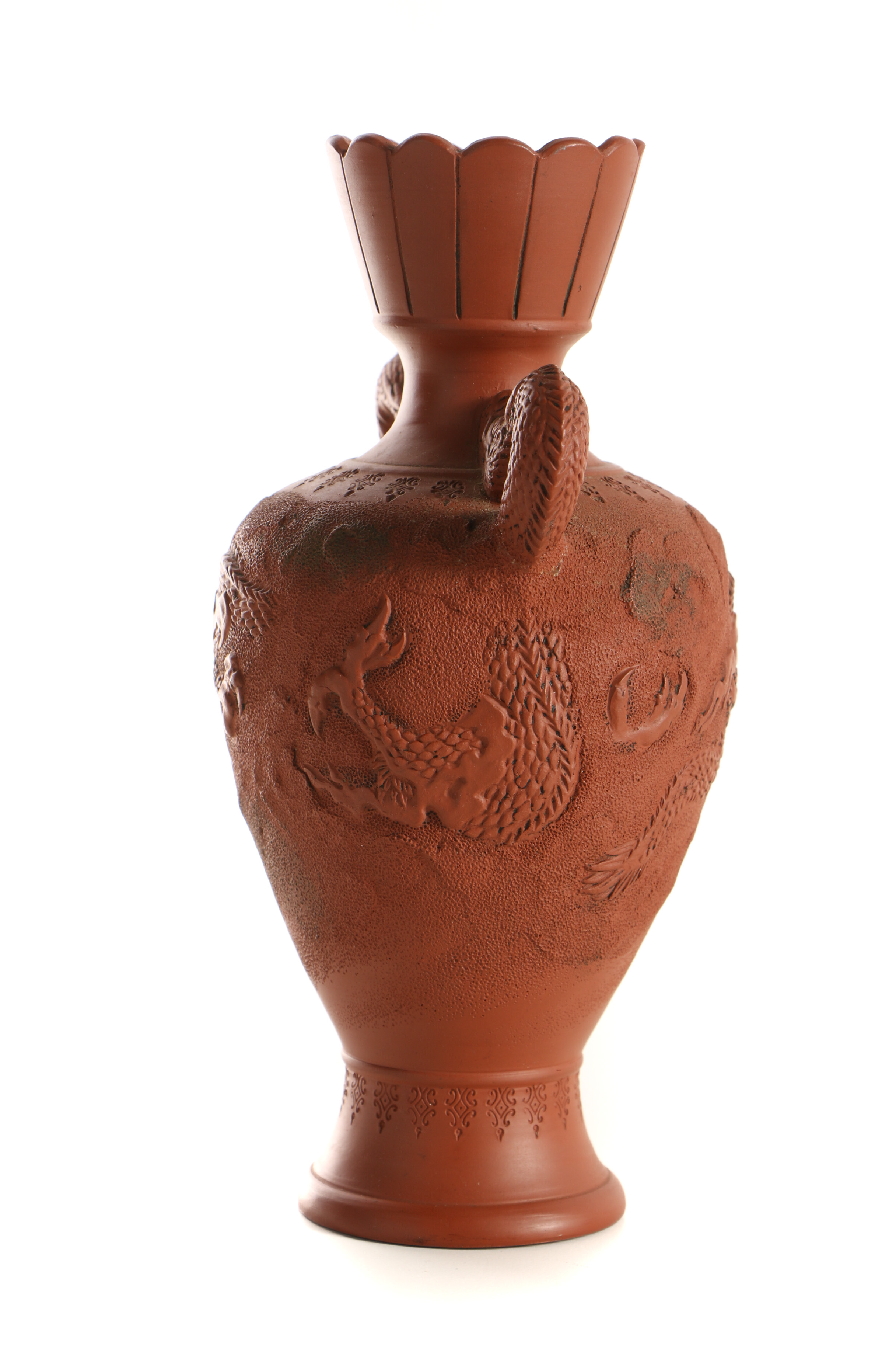 Japanese Tokoname Ware Vases with Dragon Motifs